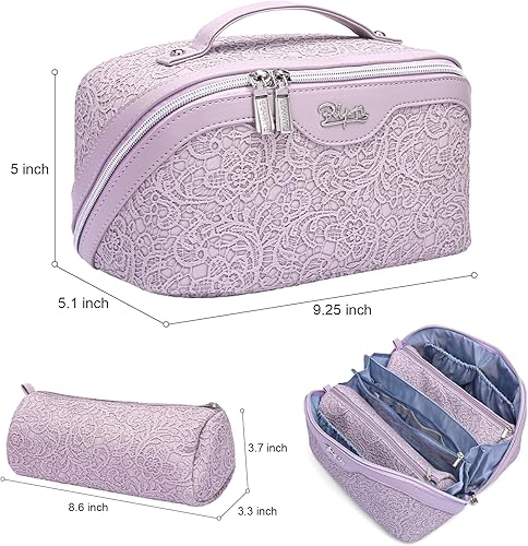 Miniatura 9 de BOYATU Bolsas de maquillaje de viaje, bolsas de cosméticos para mujeres paquete de 3 bolsas de maquillaje de cuero, bolsa de aseo impermeable,