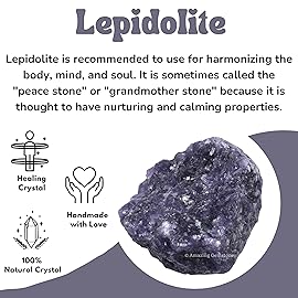 Amazing Gemstone 2 Pieces Lepidolite Raw Crystals and Healing Stones, Natural Rocks for Tumbling and DIY Raw Stones and Crystals