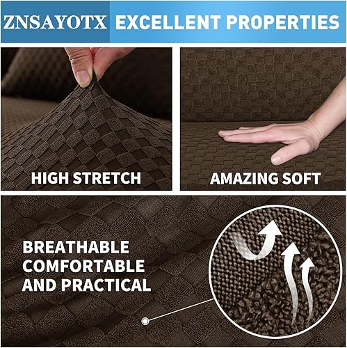 Miniatura 38 de ZNSAYOTX Fundas para Sofá Seccional, Fundas Elásticas de Jacquard con Parte Inferior Elástica para Sofá Seccional en Forma de L, Protector de Sofá