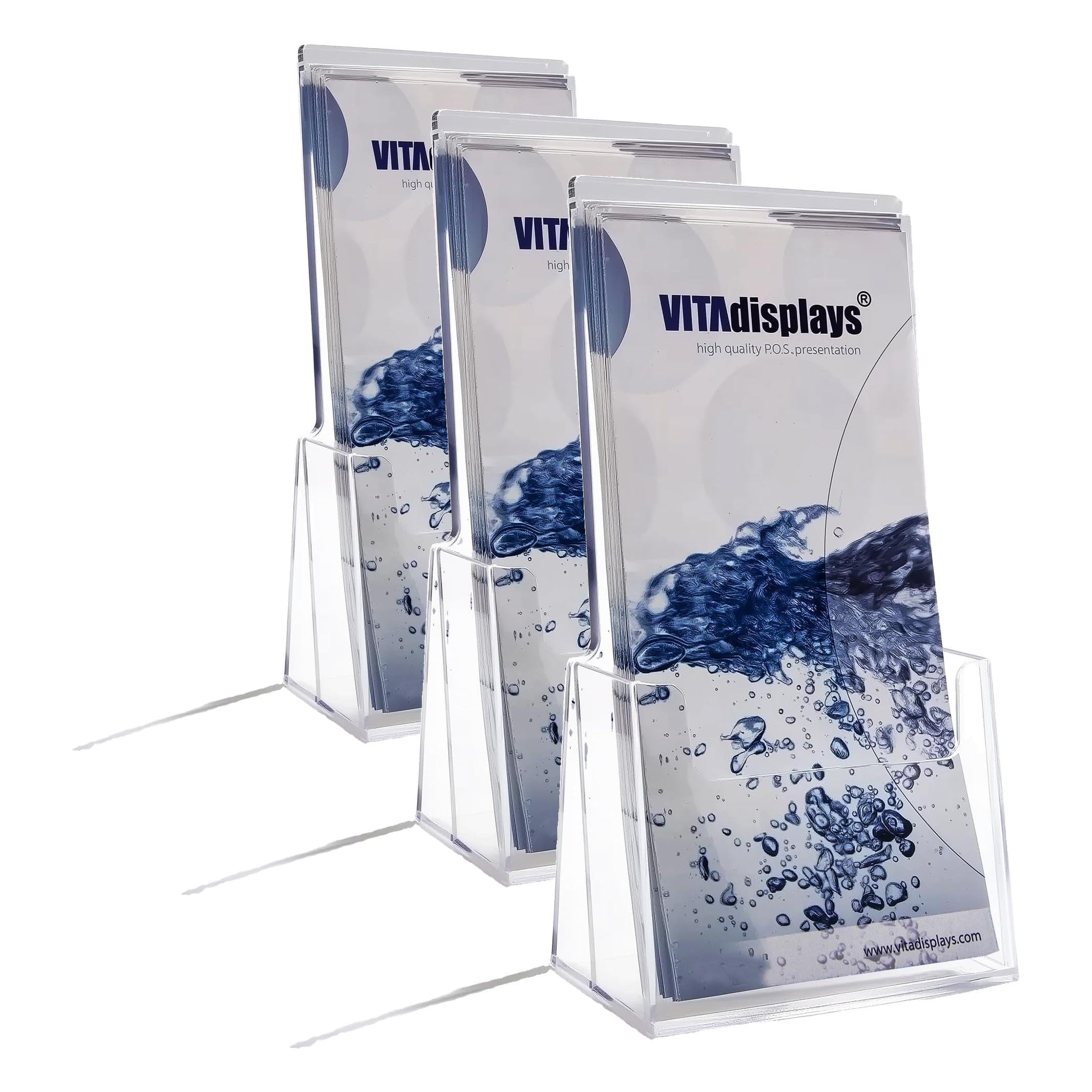 Porte-brochures de table transparent haute visibilité DIN Lang VITAdisplays