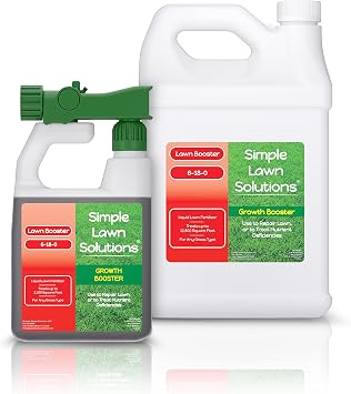 Growth Booster 32 Ounce with Sprayer and Growth Booster 1 Gallon Refill - Simple Lawn Solutions Liquid Starter Fertilizer