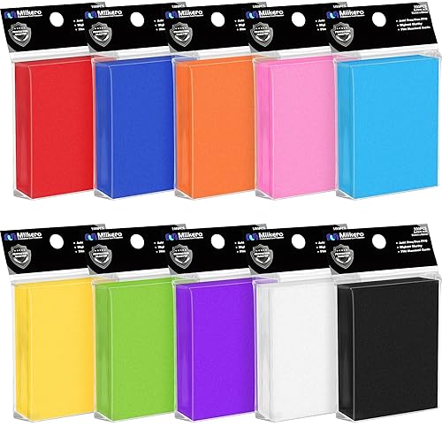 Mlikero 1000 Count Card Sleeves, Baseball Card Sleeves for Standard Cards, 10 Colors Trading Cards Sleeves Fit for MTG, Football Card, Sports Cards, Game Cards - 10 Colors - 1000 Matte Sleeve