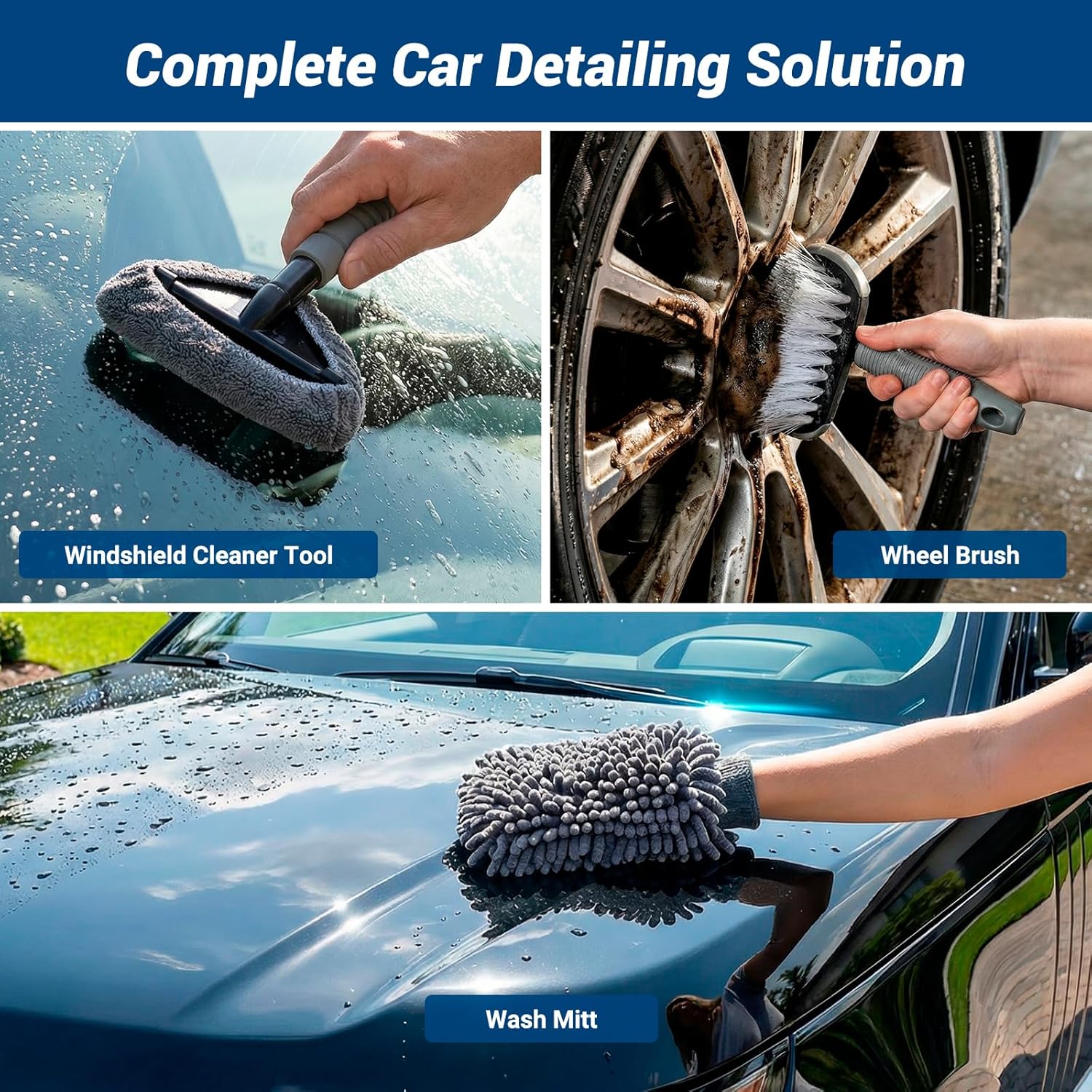 Undercarriage Pressure Washer Cleaner Kit, 16" Under Car Pressure Washer Attachment, 4000 PSI 1/4" Connector, with 3 Extension Wands, Wheel Brush, Wash Mitt, Windshield Cleaner Tool