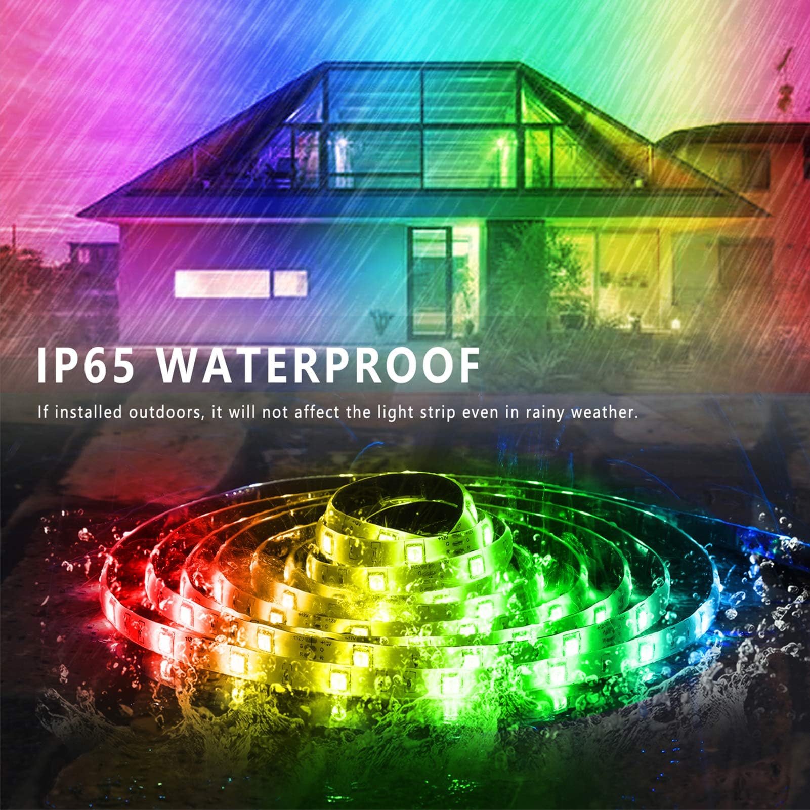 Ledagic LED-Streifen für den Außenbereich, 200 m, wasserdicht, IP68, LED-Streifen für den Außenbereich, wasserdicht, mit Fernbedienung und App-Steuerung, LED-Außenlichter, RGB-Lichterkette für