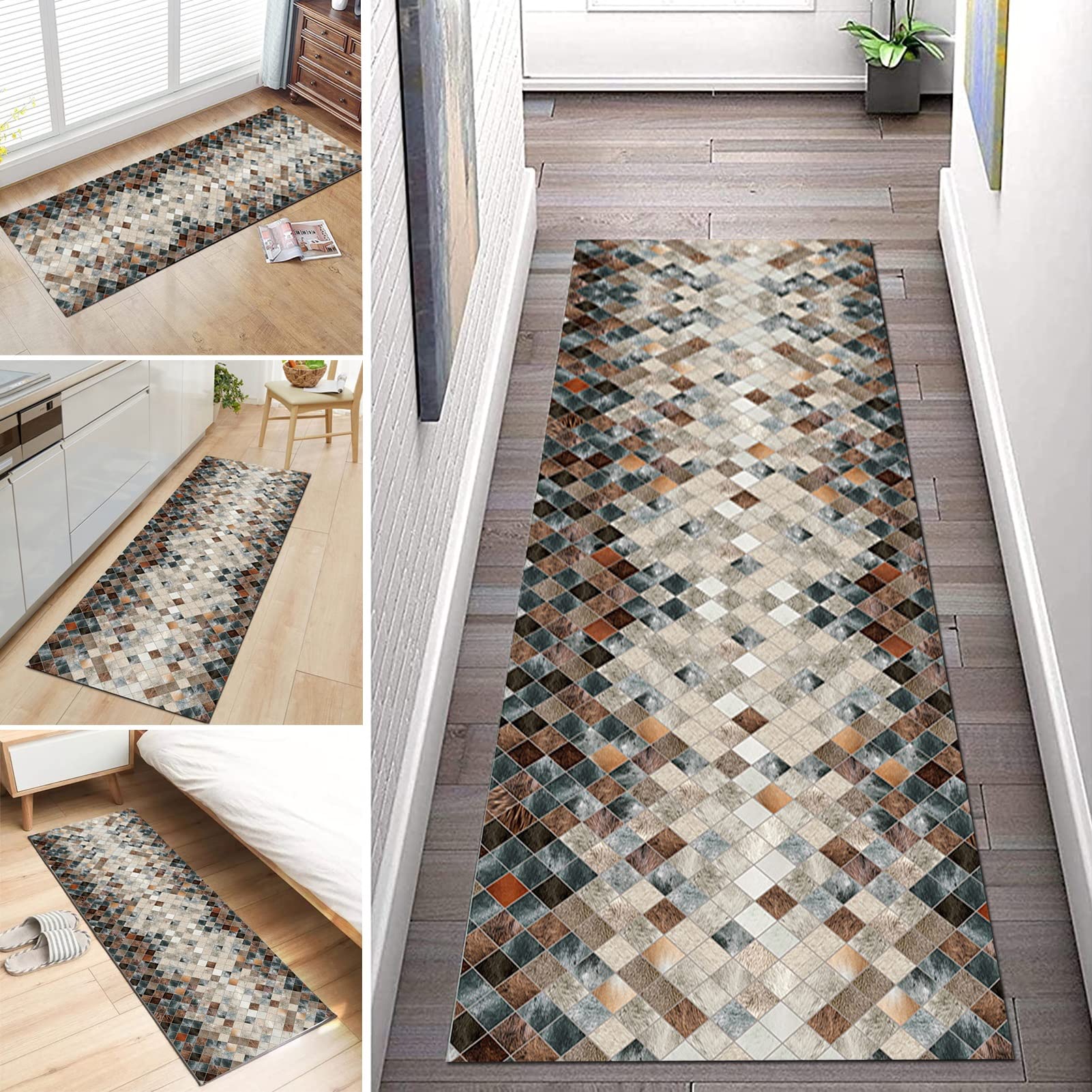 HLUONGTN Narrow Runner Rug for Kitchen, Design Carpet Runner for Hallway Entryway Corridor Extra Long Carpet/80X600Cm