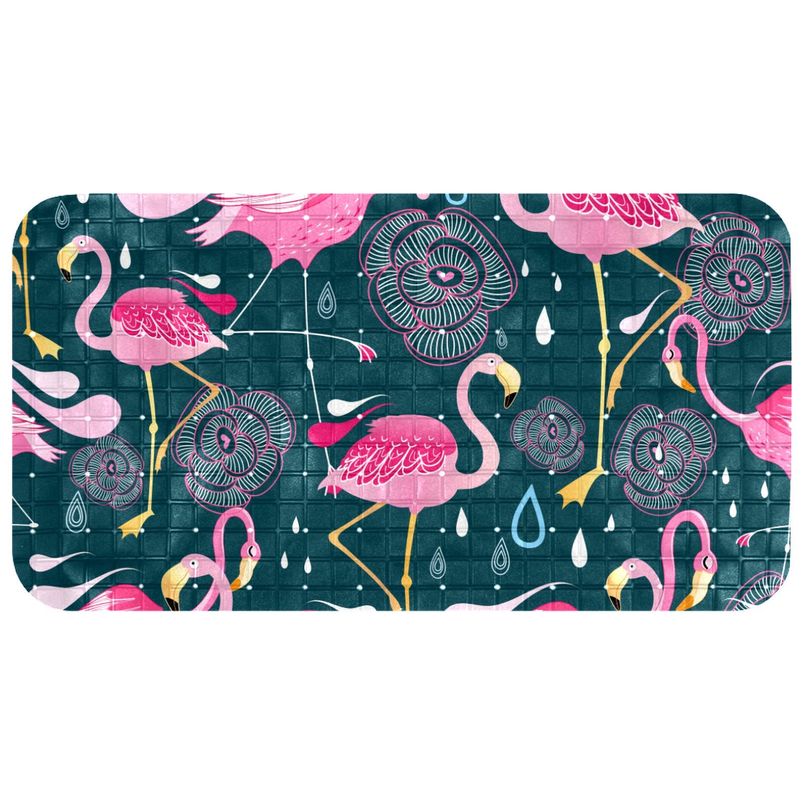 Alfombrilla para bañera y ducha con ventosas Bennigiry de 35.7x66.9 cm y diseño de flamencos