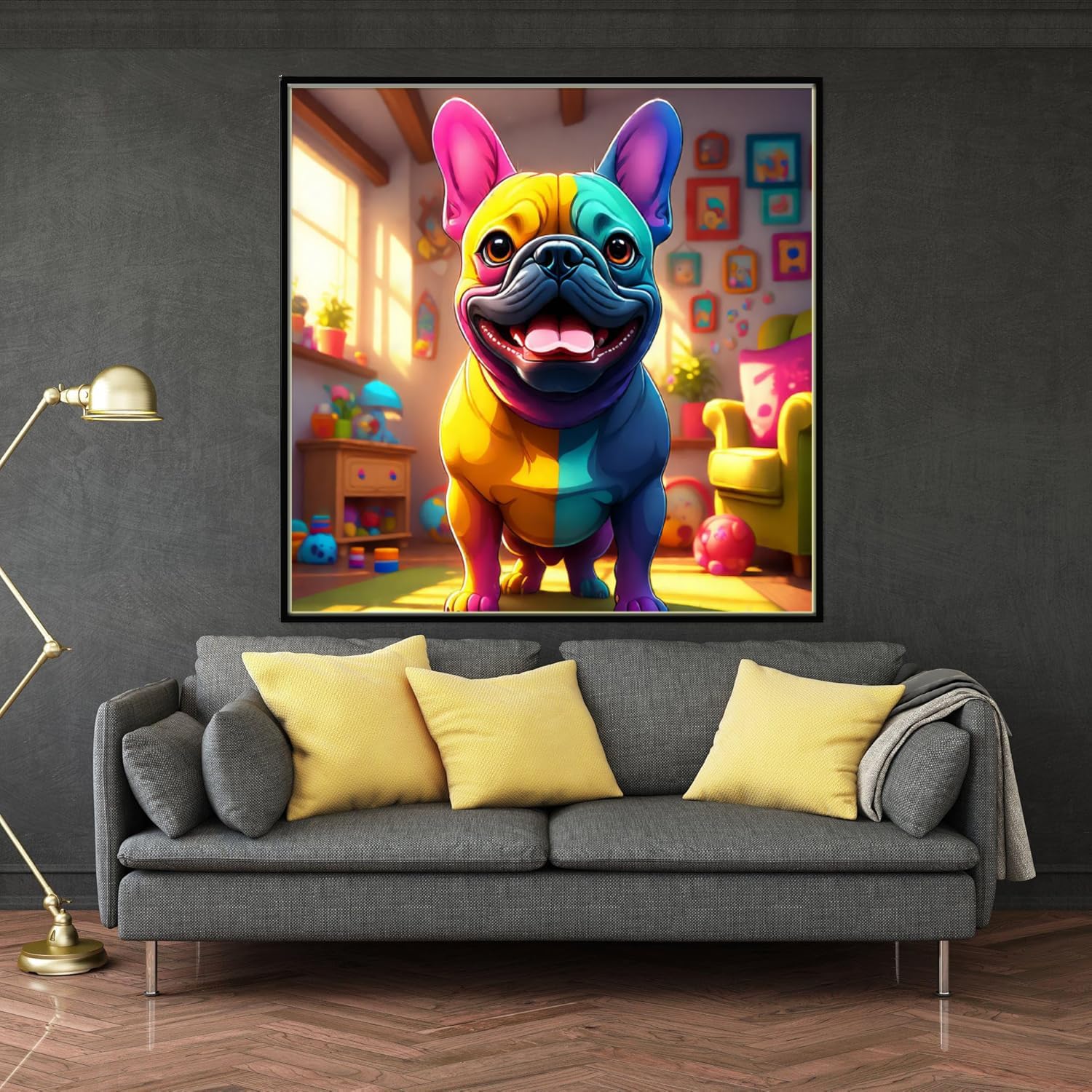 AiEiIiOiUi French Bulldog Colorful Cute Pet Dog Animal Diamond Painting Kits for Adults, 5D Crystal Diamonds Art with Accessories Tools, Picture DIY Art Craft for Home Décor Gift image 2
