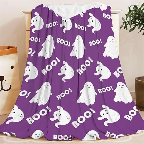Miniatura 7 de Manta de fantasmas morados para niñas, mujeres y niños, manta ligera de forro polar espeluznante para niños, mantas de franela suave, decorativas,