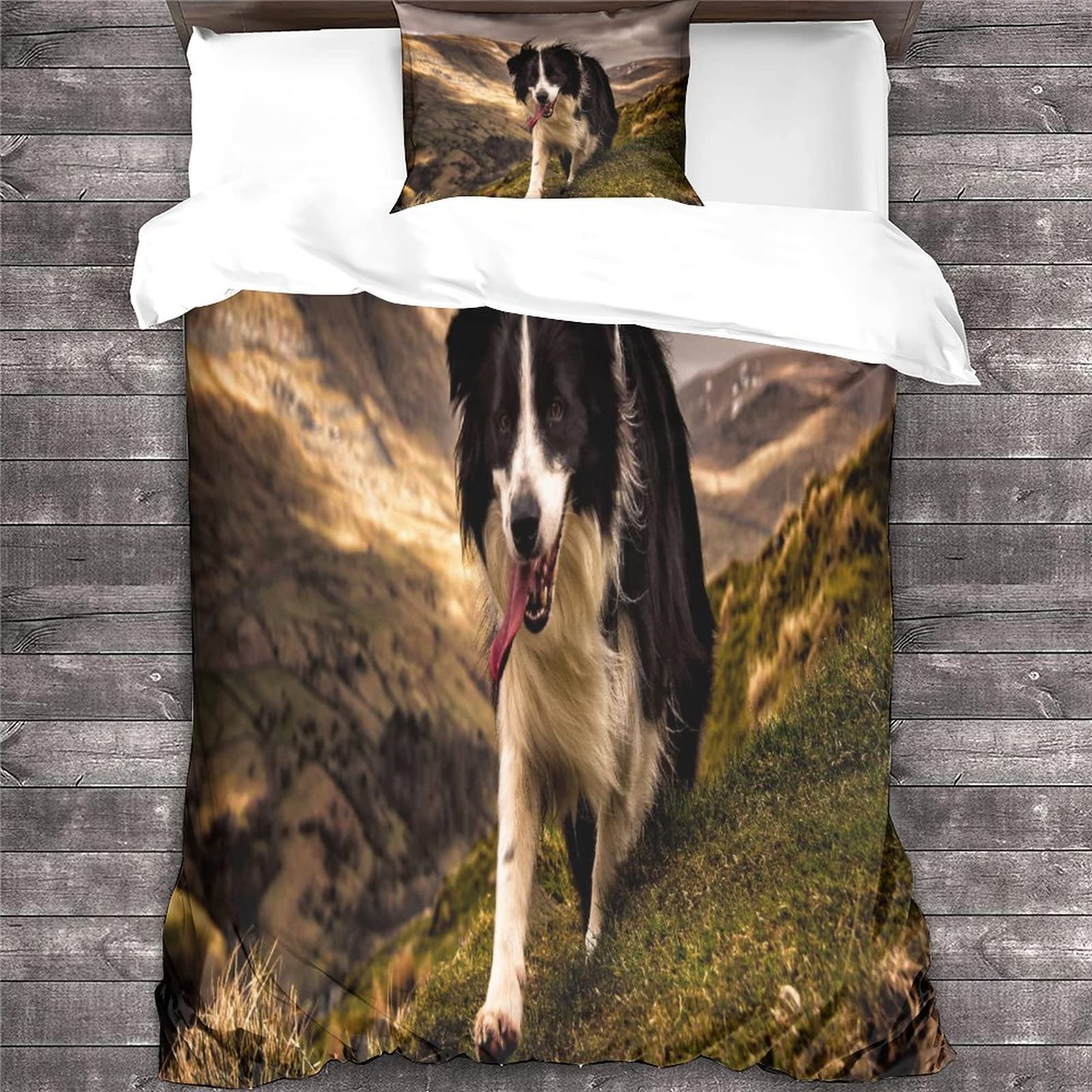 DTREEL Set Copripiumino Border collie, Set Di Biancheria Da