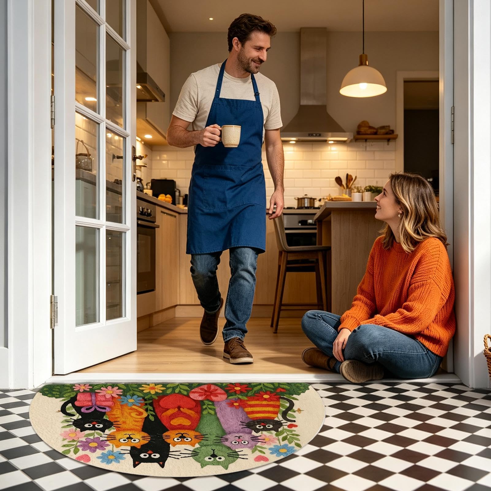 Felpudo para exteriores de 80 x 50 cm, antideslizante, semicircular, absorbente, lavable, | Tapete de baño para interiores, cocina, baño, dormitorio, sala de estar, oficina, casa de campo, hotel