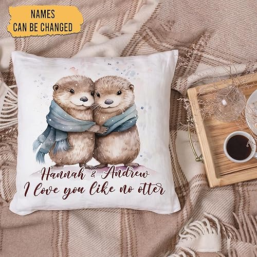 Vista 24 de Hyturtle Personalized Otter Pillow (Insert Included) Gifts for Couple Her Girlfriend Boyfriend Wife - Valentine's Day Birthday - I Love You Custom