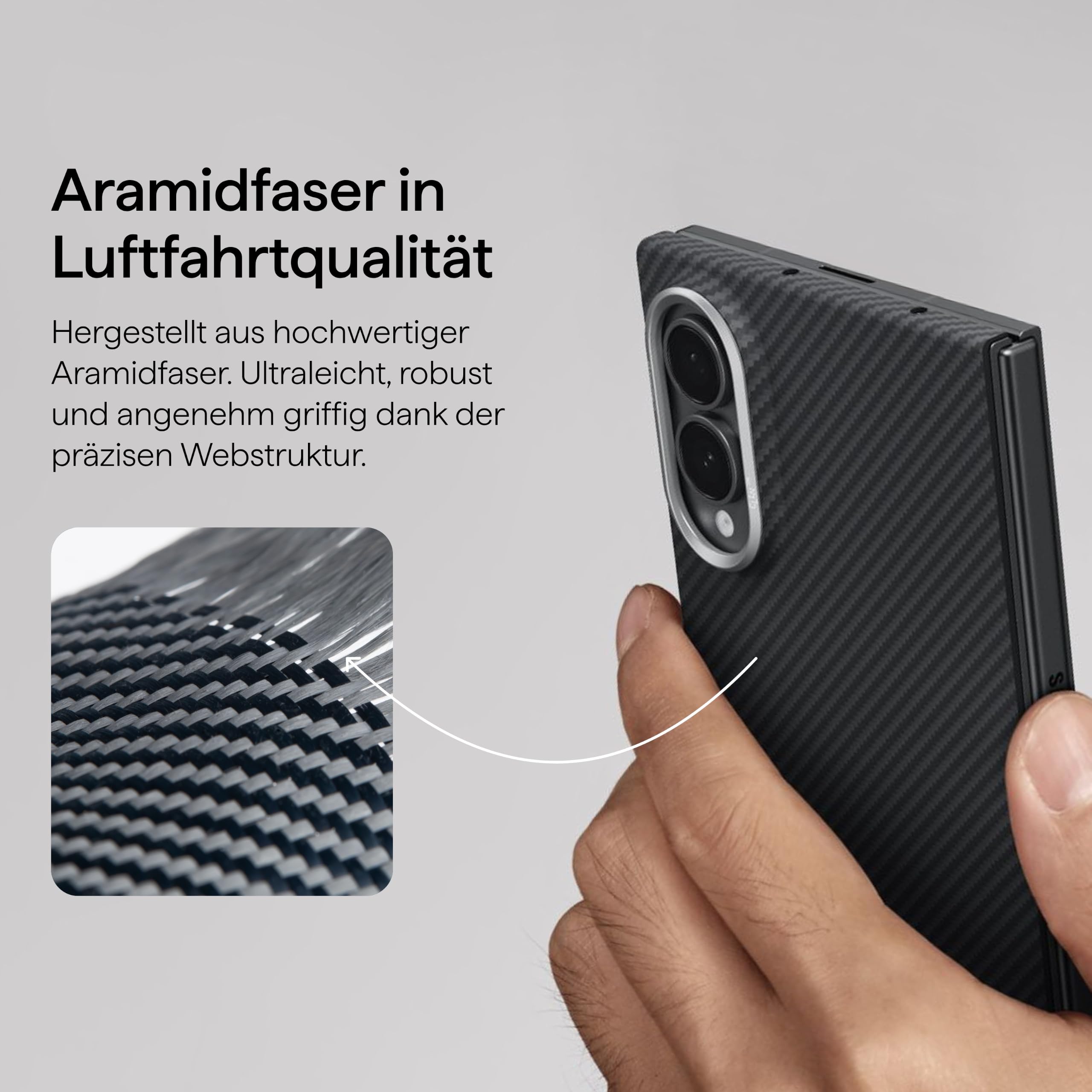 pitaka Ultradünne Hülle für Galaxy Z Fold8 aus Aramidfaser Schwarz/Grau