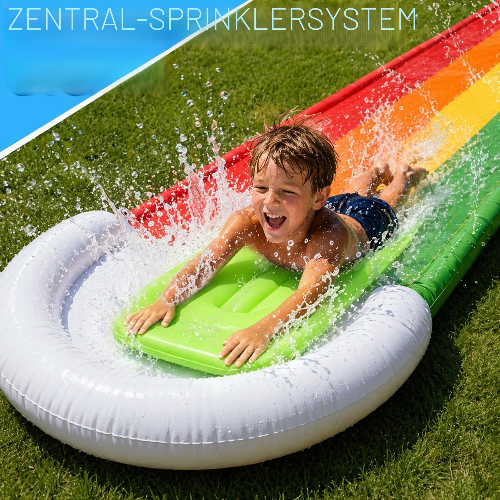 Wasserrutsche Garten für Kinder,Wasserspielzeug Wasserrutschmatte mit 1 Bodyboards,Single Waterslide Garten,Sommer Spielzeug mit Eingebautem Sprinkler für Garten,Rasen und Außen-Wasserspaß