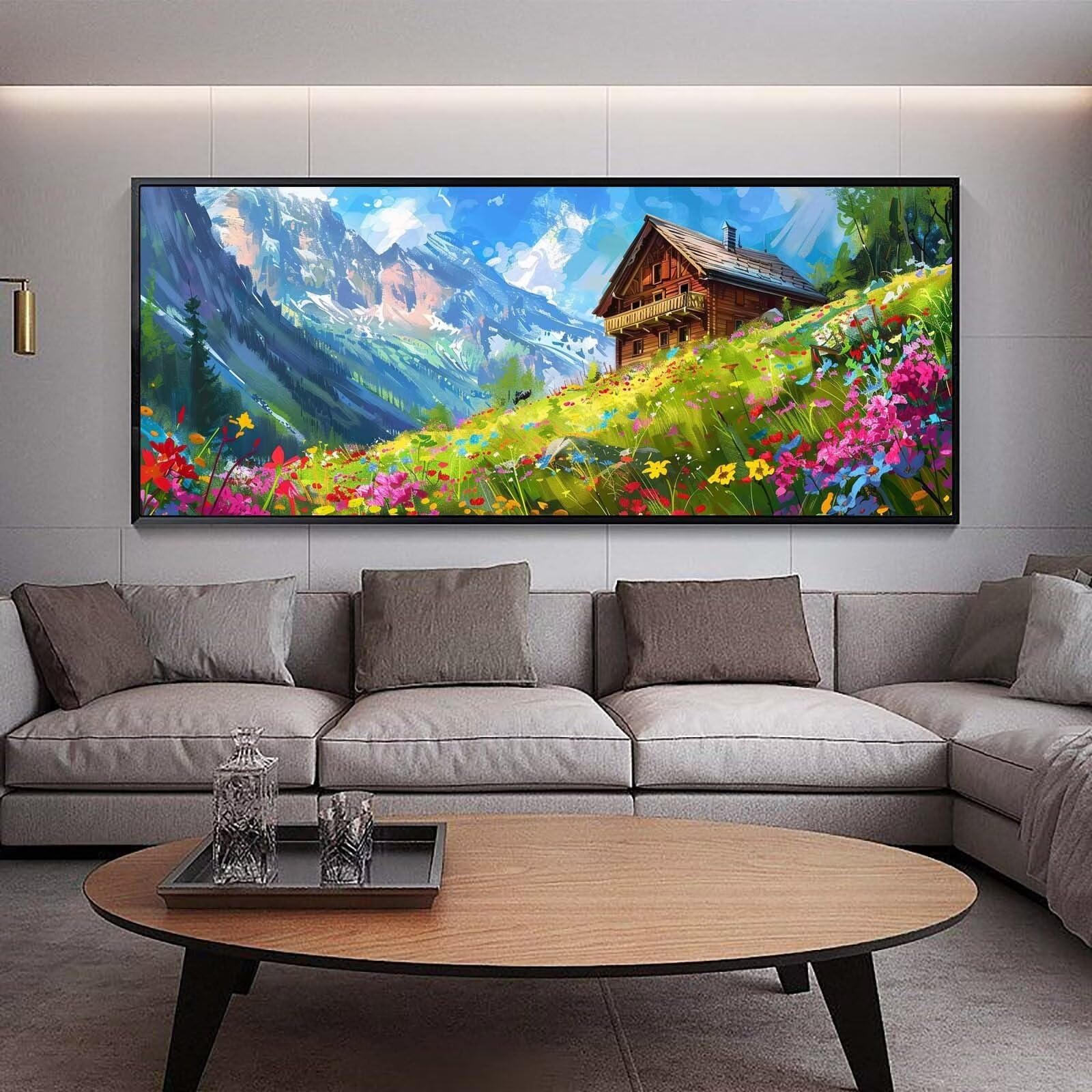 Diamond Painting Groß xxl 150 x 60 cm Garten Diamant Painting Bilder Erwachsene Malen nach Zahlen Landschaft DIY Voll Round diamond painting zubehör Set für Wohnzimmer und Schlafzimmer Wanddeko A14