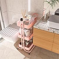 Vista 4 de Carrito de almacenamiento con ruedas de metal, carrito utilitario de 3 niveles con ruedas, organizador multifuncional para cocina, dormitorio