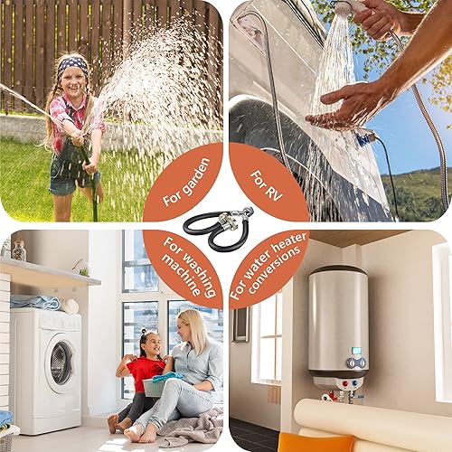 Miniatura 7 de Dreyoo Paquete de 2 mangueras de goma en Y para lavadora, accesorios de latón de 34 pulgadas, 1 pie (12 pulgadas) de longitud, suministro de agua