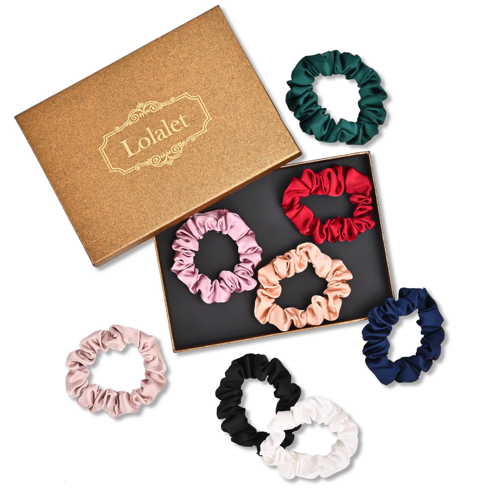Lolalet Haargummis, Satin-Haargummis für Damen, weiche Haargummis, niedlicher Pferdeschwanz-Halter, Haar-Zubehör mit elastischen Haarbändern für Mädchen, dickes, dünnes, lockiges Haar, 8 Stück