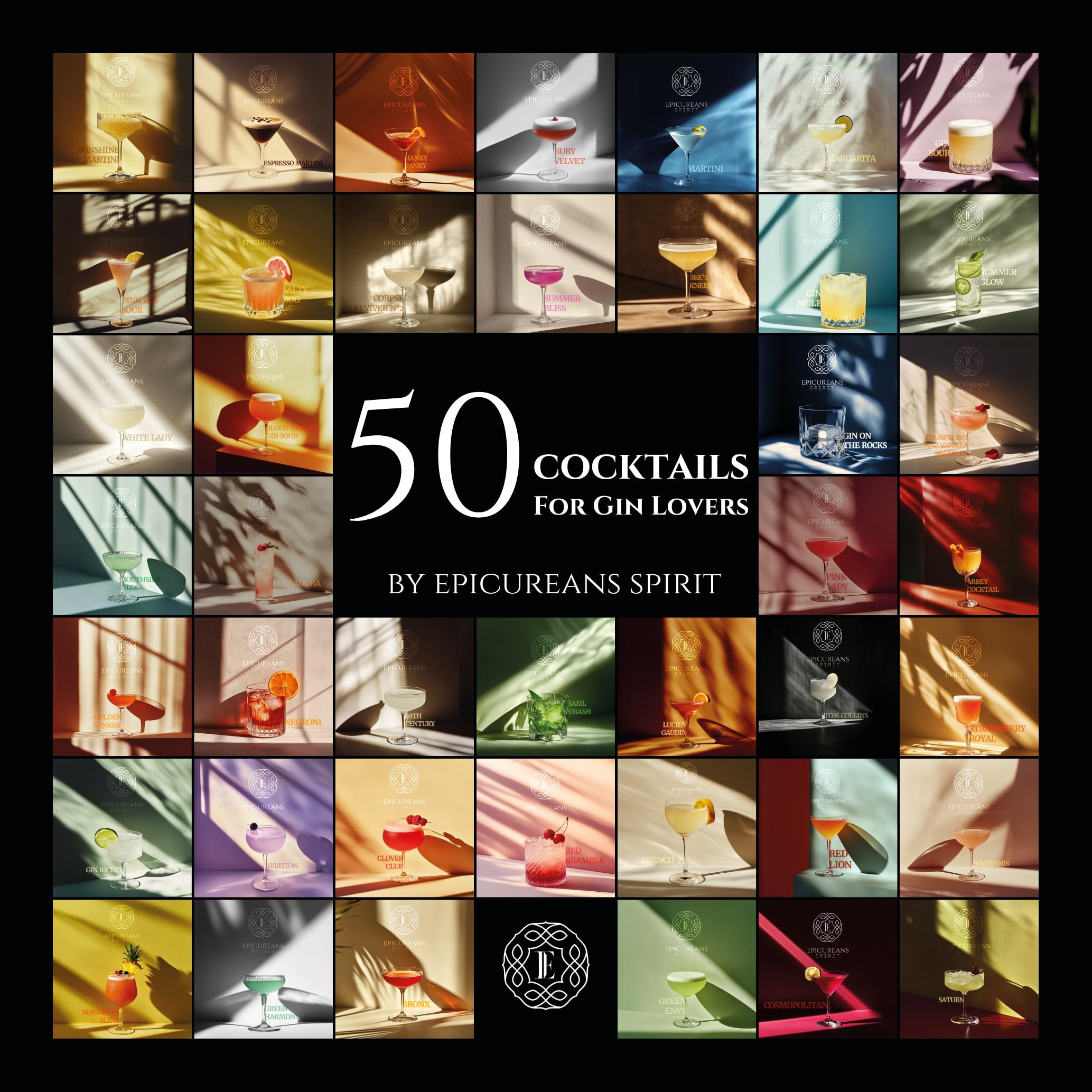 50 Cocktails for Gin Lovers – Epicureans Spirit | 50 Recettes Cocktails Classiques & Signatures | Livre Premium en Anglais