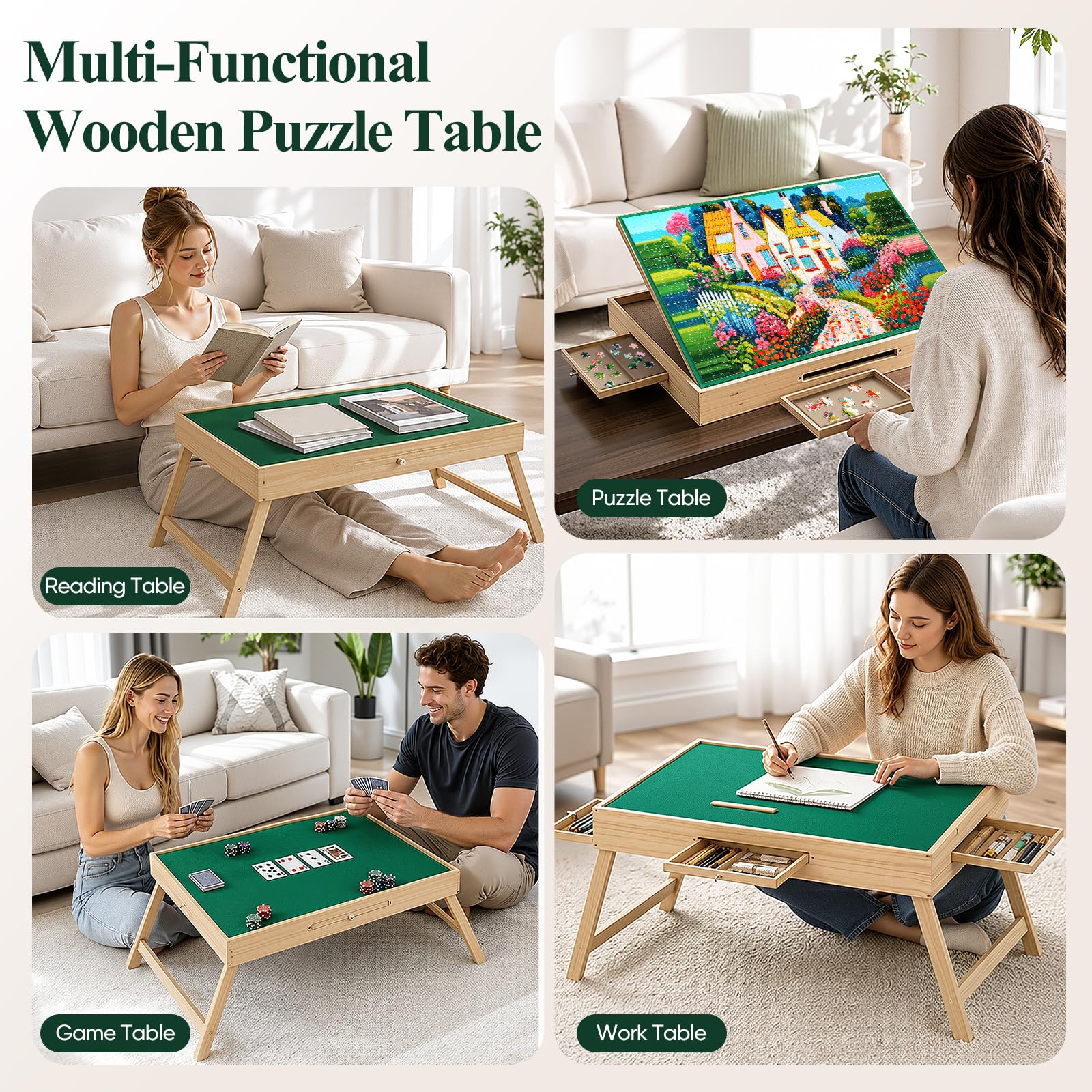 Table Puzzle en Bois, 3 inclinaisons, 1500 pièces