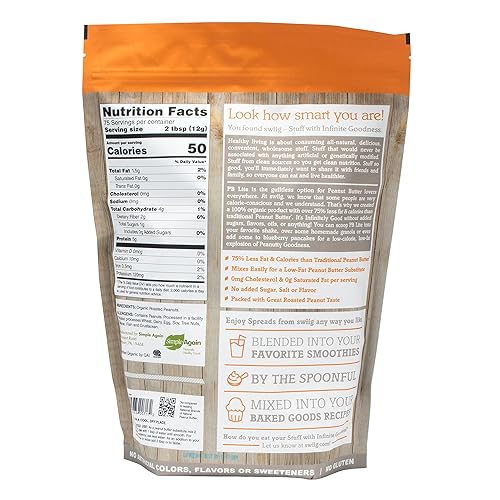 Miniatura 2 de swiig PB Lite 2lb – Bajo en calorías, 0.18 oz de proteína, sin azúcar añadido – Mezcla en batidos de proteínas y batidos – Bajo en carbohidratos –