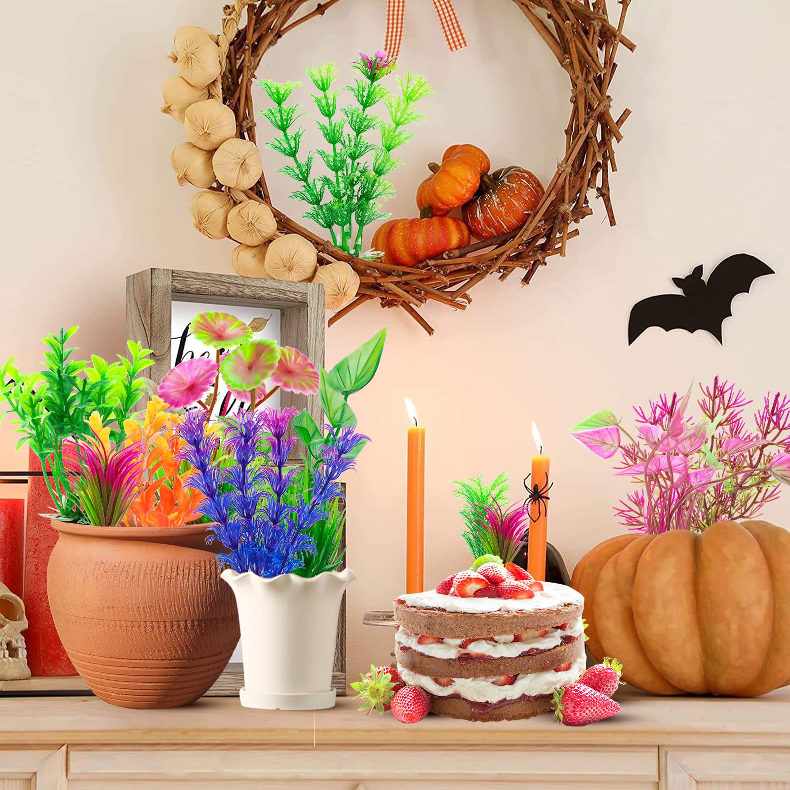 CousDUoBe Lot de 94 plantes d'aquarium décoratives pour la maison et le bureau, plantes hydroponiques en plastique
