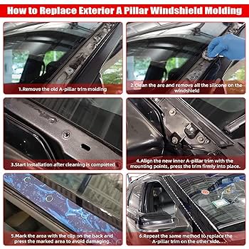 Amazon | フロントガラス Aピラーモールディングトリムキット 4