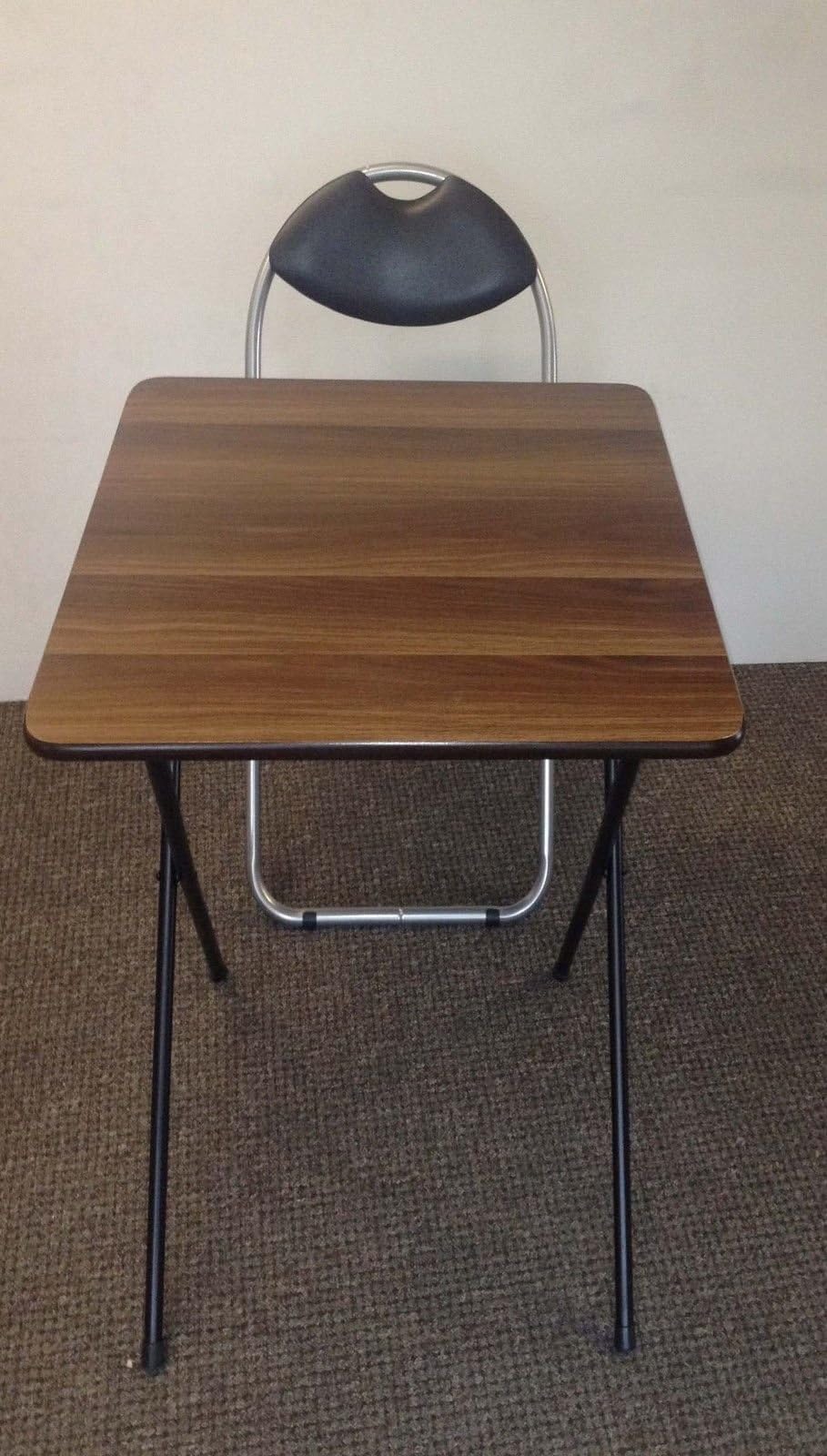 Folding Exam Table/Folding Study Desk/Class Room Desk (Walnut) and Folding Chair