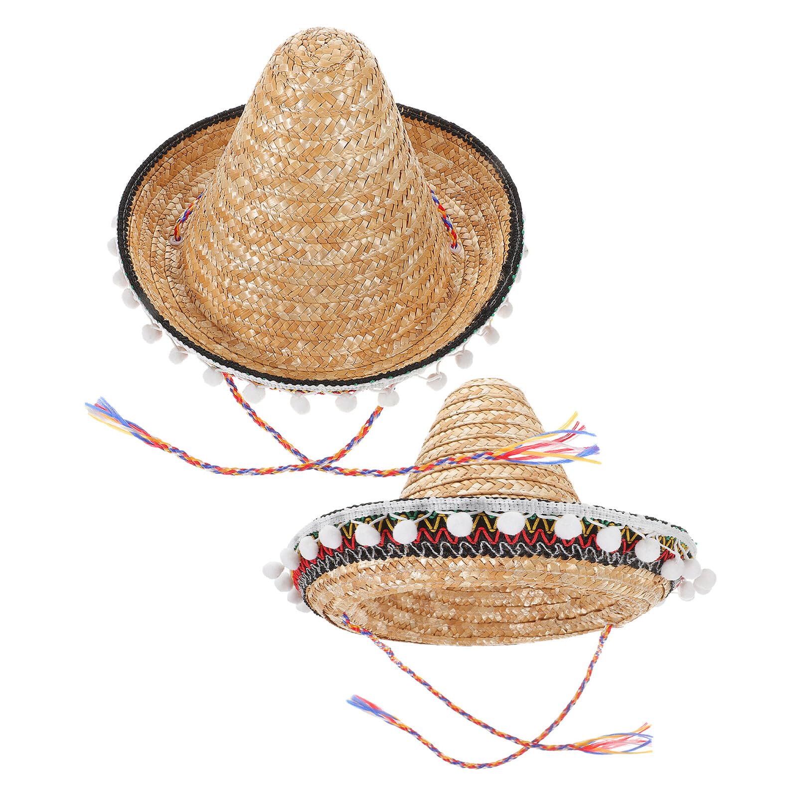 Didiseaon 2piezas Sombrero de Fiesta Mexicano de Paja Accesorio de Disfraz para Decoración de Fiesta y Celebración por Paquete