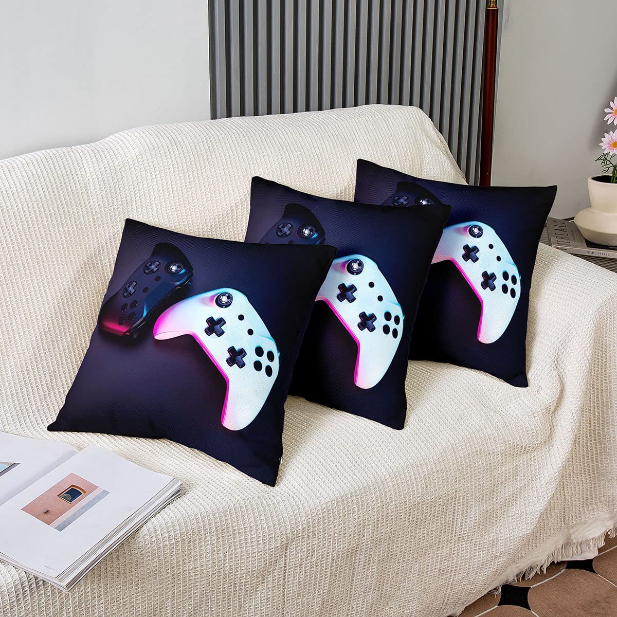 Boao 4 Federe Per Cuscino Quadrate 40x40 Cm - Design Gioco E Videogame, Per Divano, Cameretta, Regalo - 2