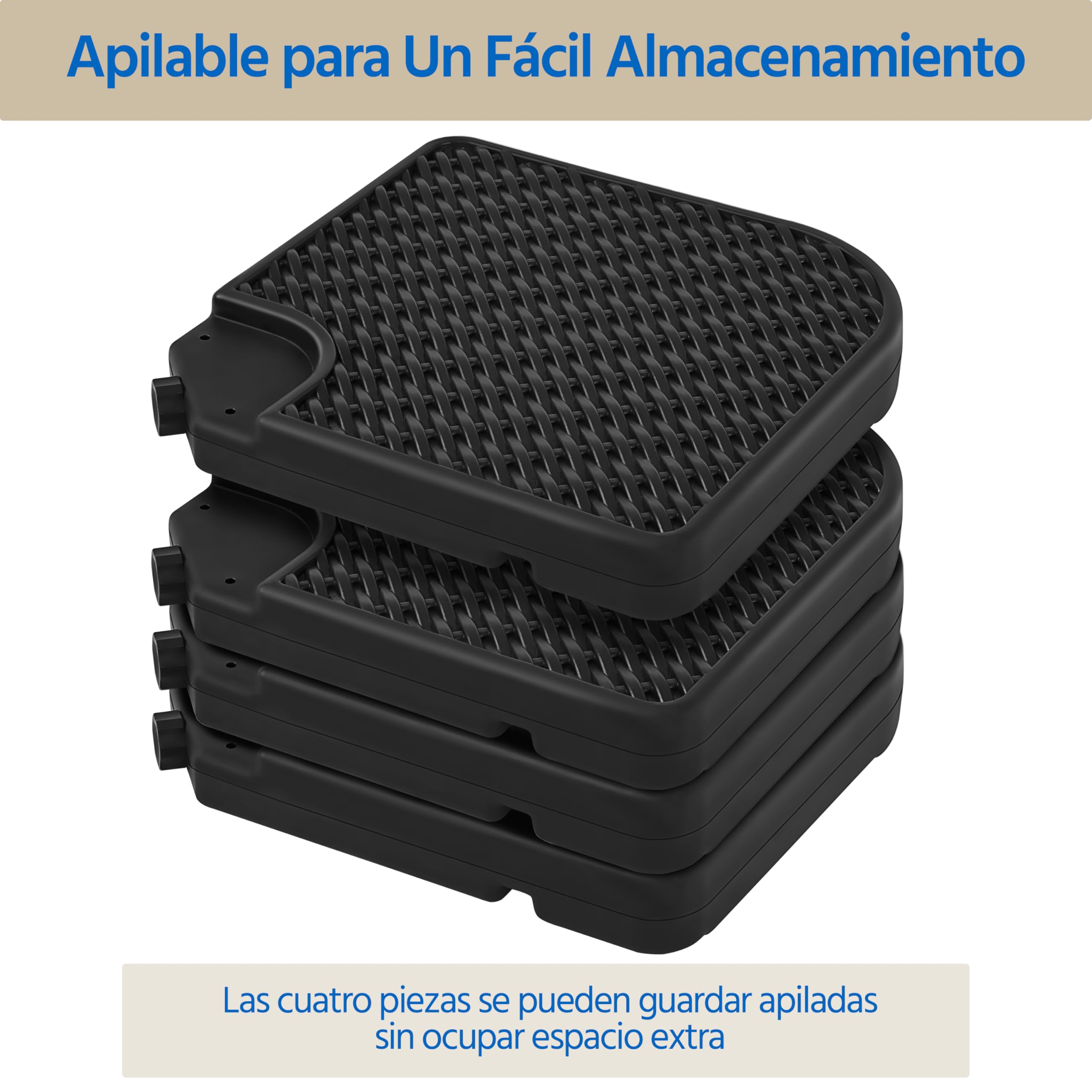 Yaheetech 4 Piezas Base para Sombrilla Rellenable Cuadrado 80kg de Arena/60L Agua Total con Diseño Trenzado Soporte de Parasol para Llenar Desmontable 50x50x7,5cm para Jardín Patio etc