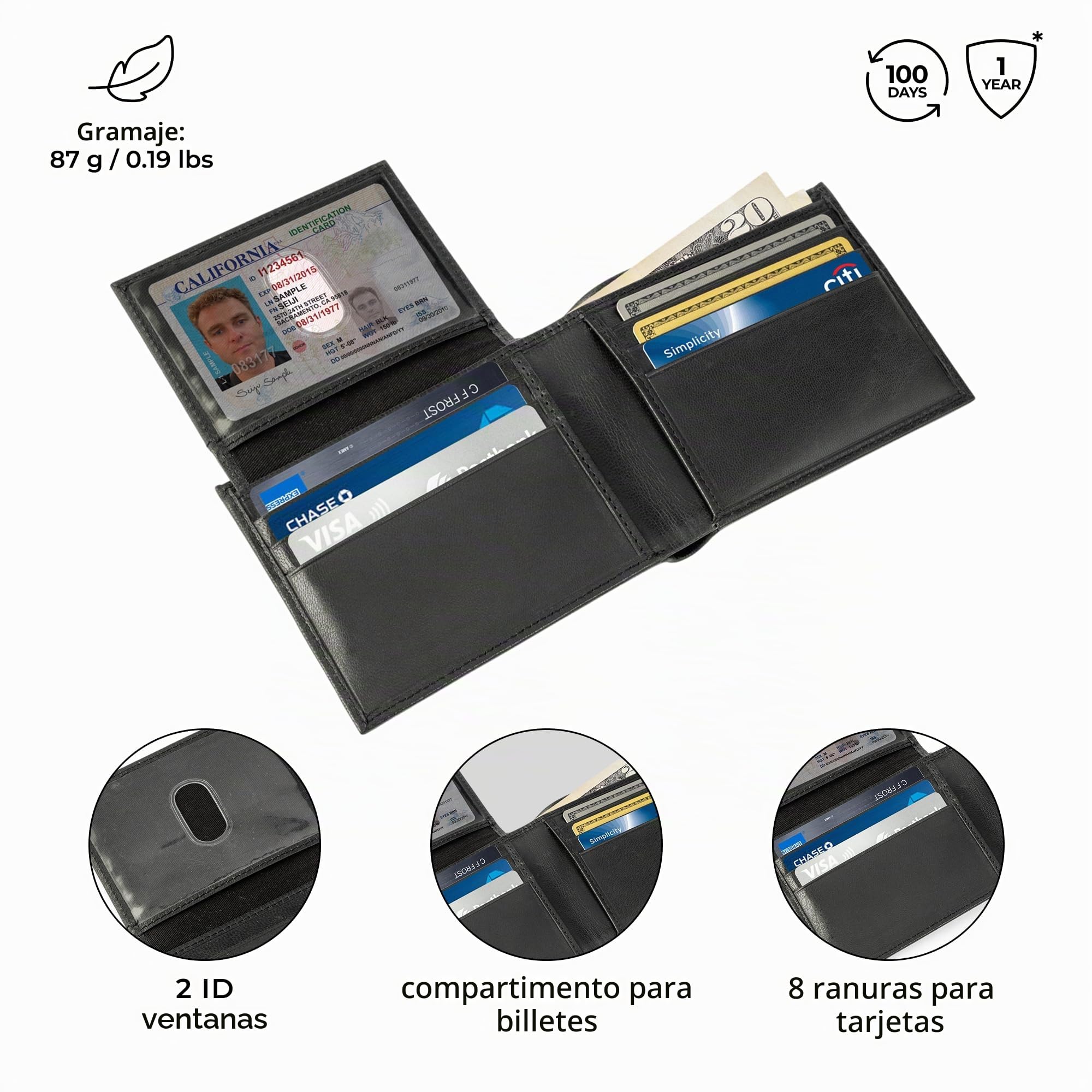 Berliner Bags Peter Cartera de Piel Auténtica Hombre con 8 Tarjetas y RFID