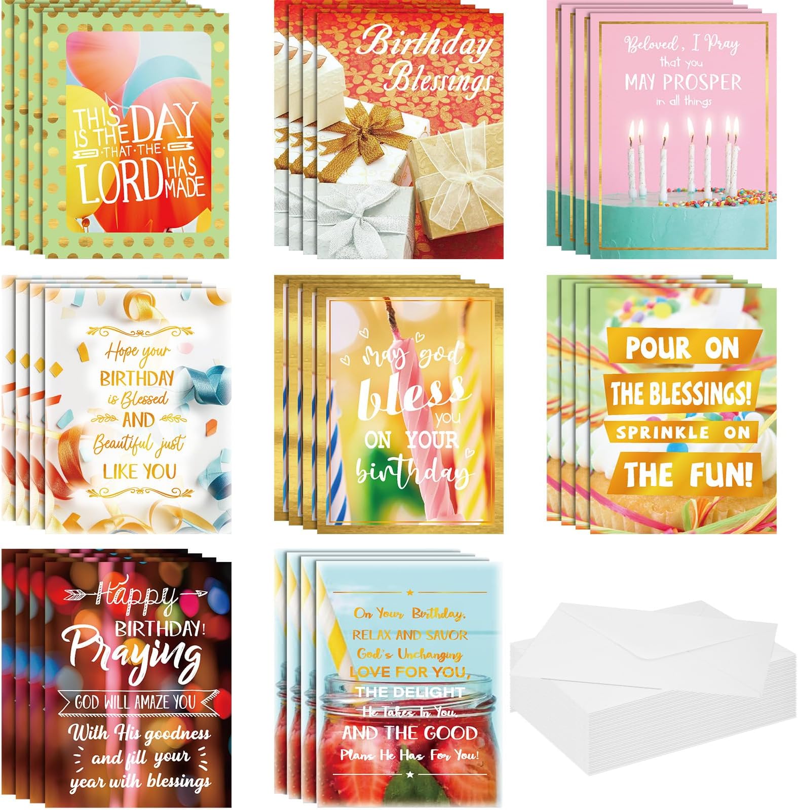 Affrolling 32 Pcs Assorted Religious Birthday Cards