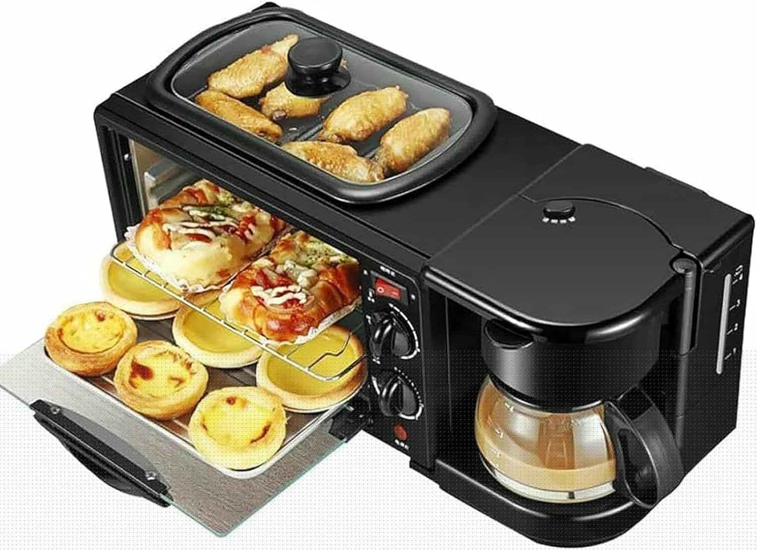 Versatile Breakfast Maker, Egg Sandwich Breakfast Machine for Home, 8L Electric Oven with Non-Stick Frying Pan and 0.8L Cooking Pot