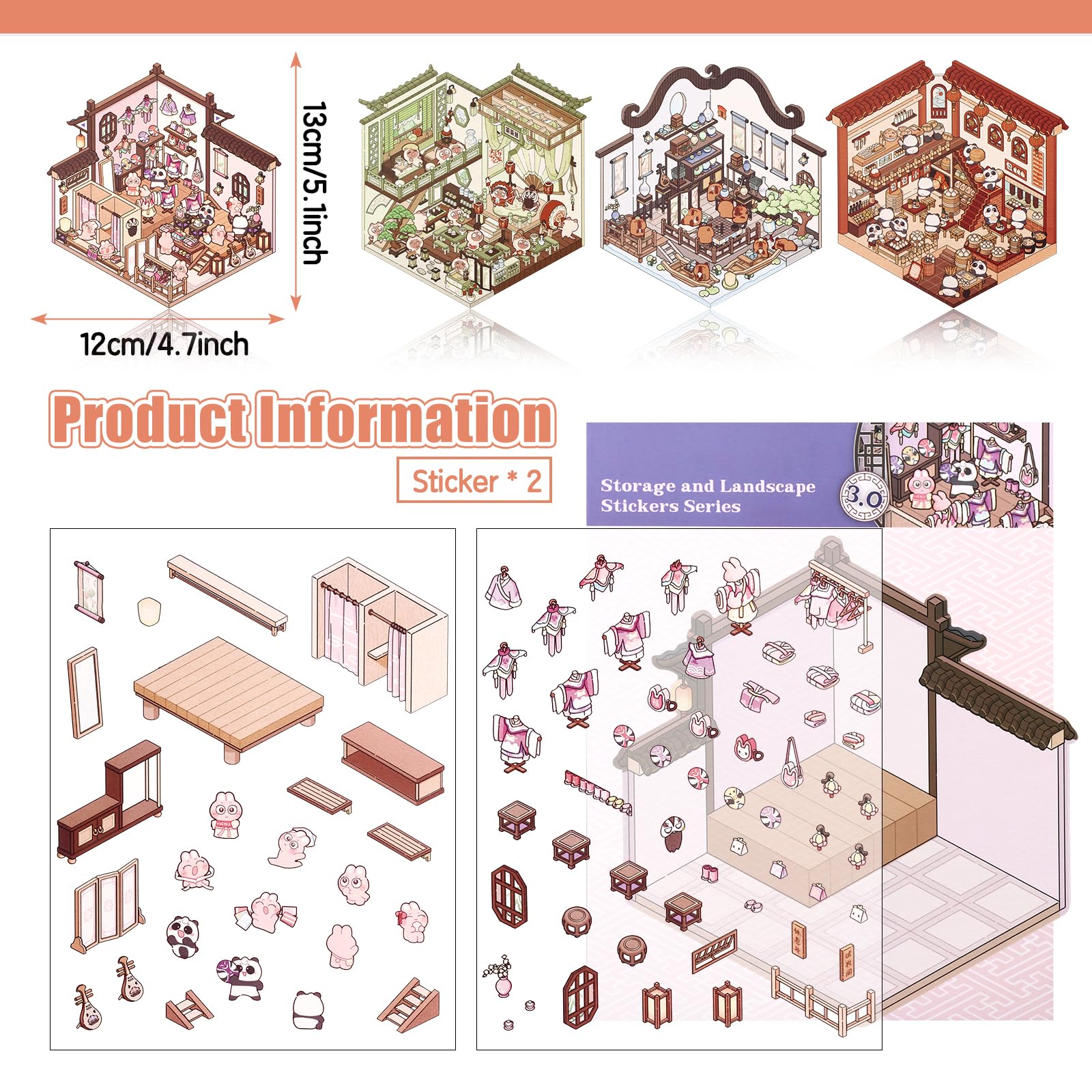 Snapklik.com : DIY 3D House Stickers, 4 Set Fun DIY Stickers Scene Make ...
