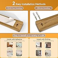 Vista 4 de Soporte magnético para cuchillos de pared, tira magnética de cuchillos de madera de acacia sin necesidad de perforación, soporte magnético