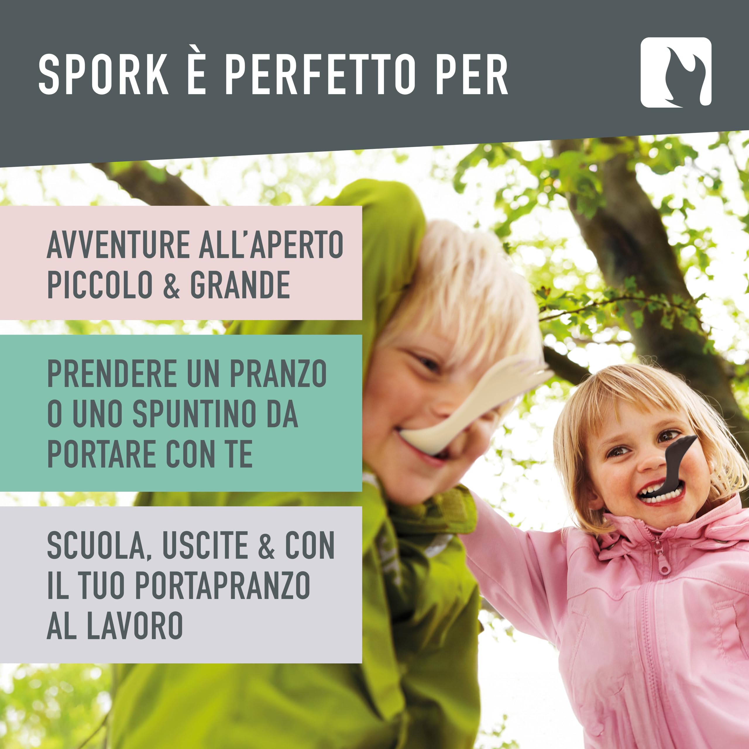 Swedish Spork Little 2-Pack - Posate da campeggio per Bambini Combo Forchetta Cucchiaio Portatile 2 in 1 Posate Riutilizzabili da Viaggio (2pack Little SageGreen/Cream)