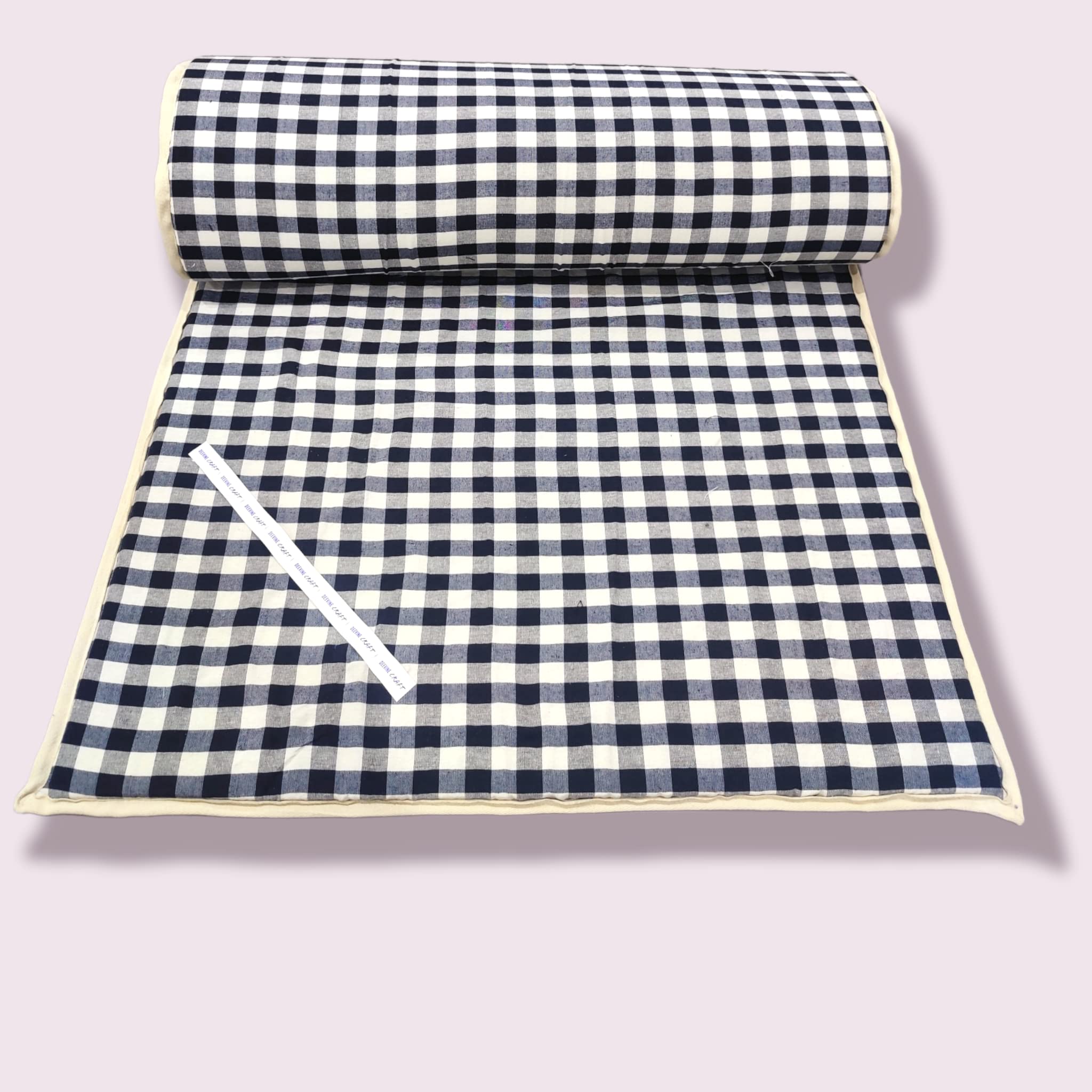 Deevine Craft One Inch Foam Mattresses for Room, Balcony, Playard, Picnic or Any Other Activity Slim Foldable PU Foam 1-inch Single Size Mattress Floor Mattress 72X36X1 Inches Black and White Check-image-33