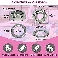 Vista 5 de Rodamientos para patineta de 0.315 in, paquete de 8 con arandelas y tuercas de seguridad, patinetas largas, cruceros, patinetes de surf, patinetes