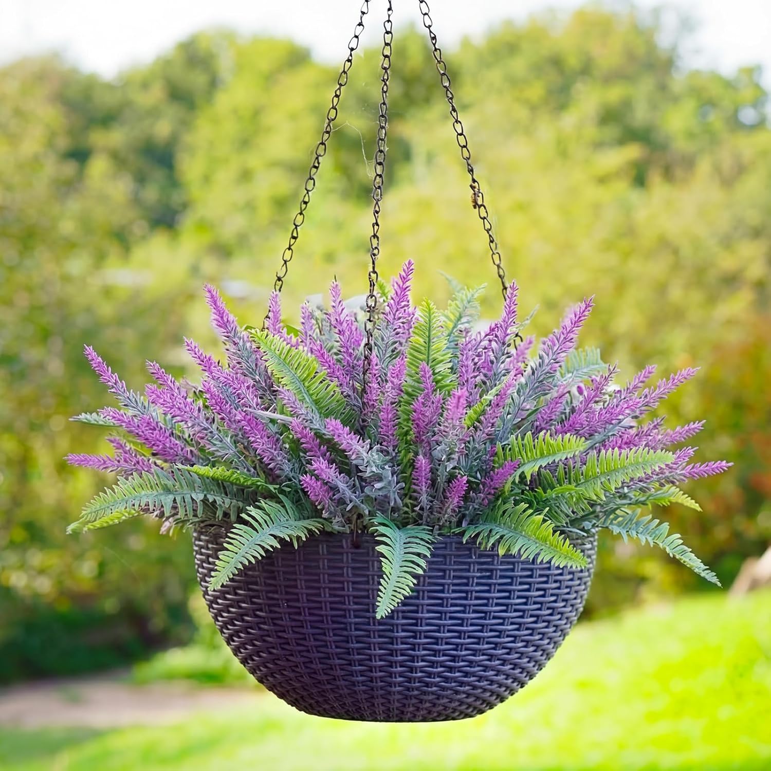 Zeyune 36 Bundles Artificial Flowers Flocked Plastic Flowers Artificial Frosted Green Plants UV Resistant Fake Realistic Eucalyptus Violet Lavender Plants for Home Wedding Kitchen Garden Patio Decor