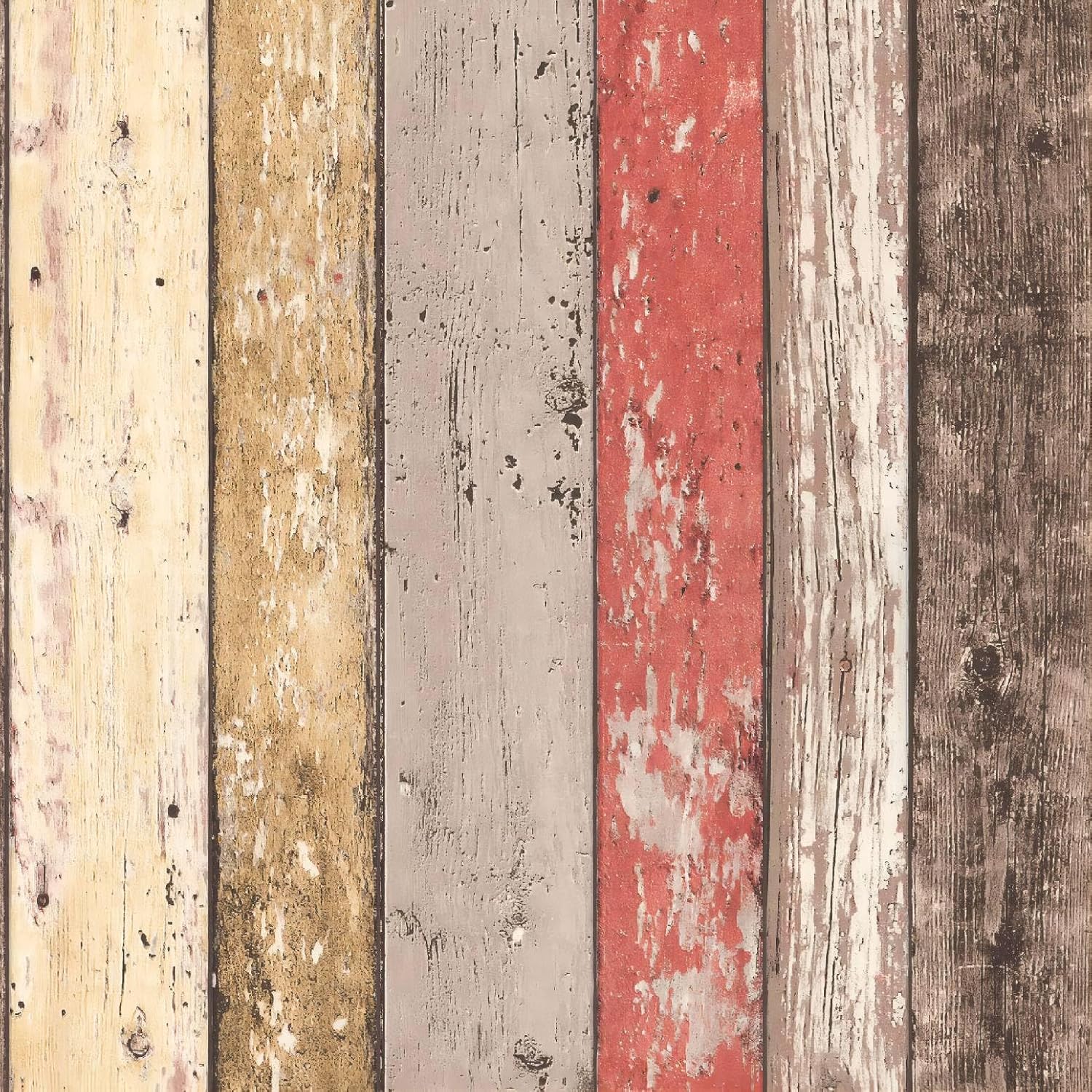 Rustic Red Wood Wallpaper Peel and Stick Wood Contact Paper Shiplap Self-Adhesive Plank Grain Wallpaper for Countertop Cabinets Shelf Liners 17.7inch x 118inch