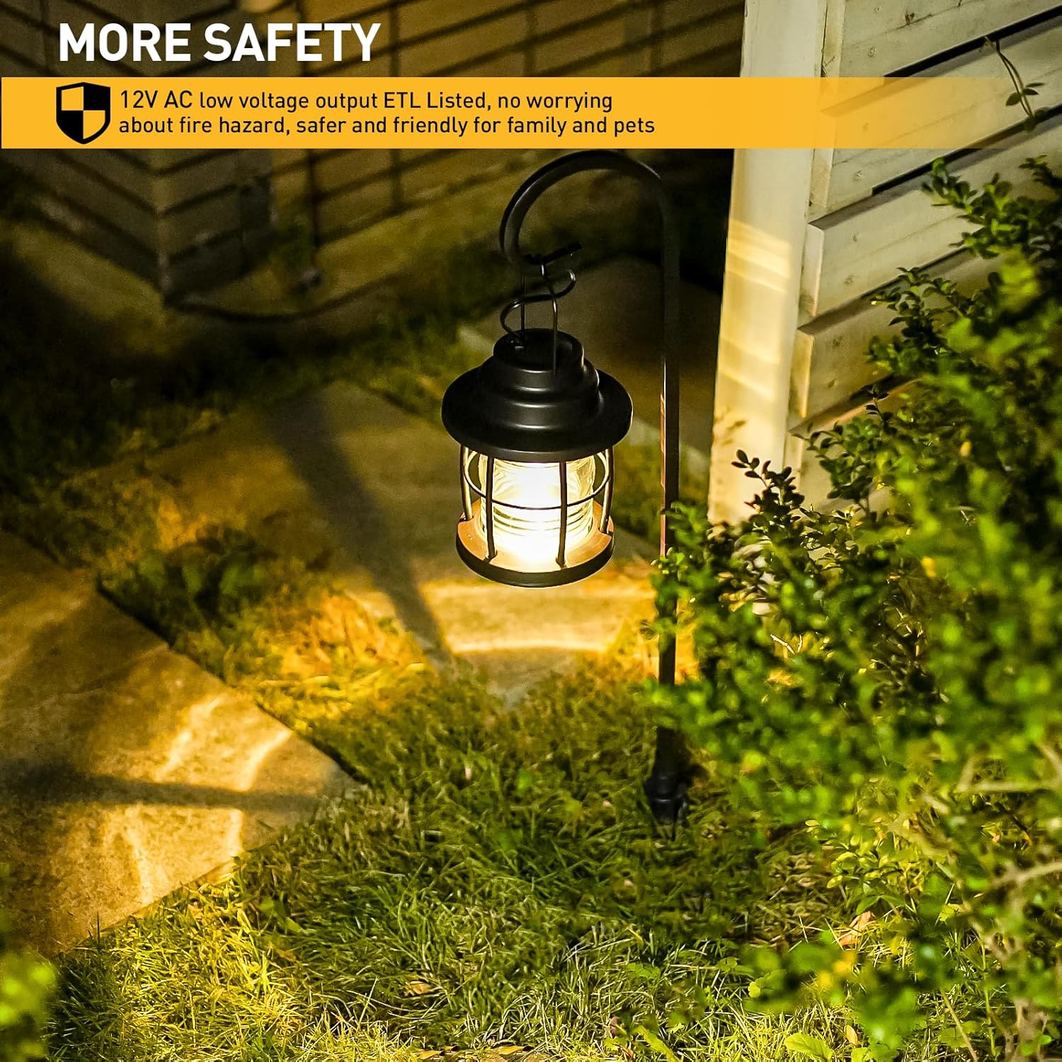 GOLDEN STAR Low Voltage Pathway Lights LED 12V Path Light Wired Outdoor Hanging Shepherd Hook Landscape Lighting 1.1W 32 Lumen 2900K Warm White for Pathway, Garden, Porch or Yard 8422-4110-G04