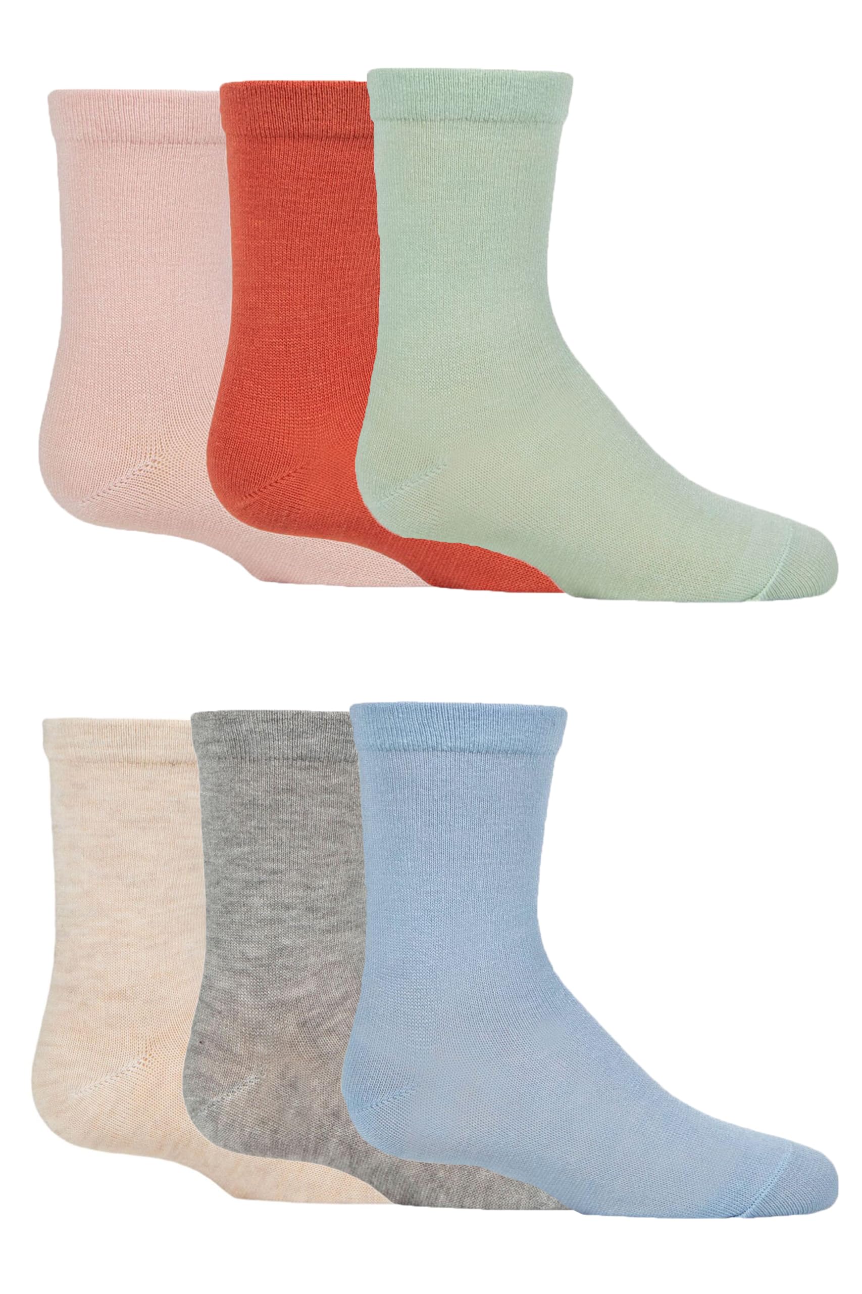 SockShop Dziecięce bambusowe skarpety szkolne, dla chłopców i dziewcząt, jednokolorowe, oddychające, miękkie, chłodzące, wygodne mankiety, gładkie szwy na palcach, 6 par