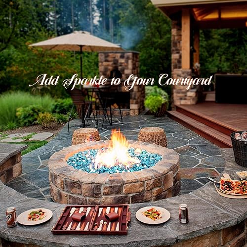 Miniatura 6 de GasSaf Vidrio de fuego de 12 pulgada reflectante, vidrio templado cortado y triturado para fogata, chimenea, reemplaza los troncos de gas y las