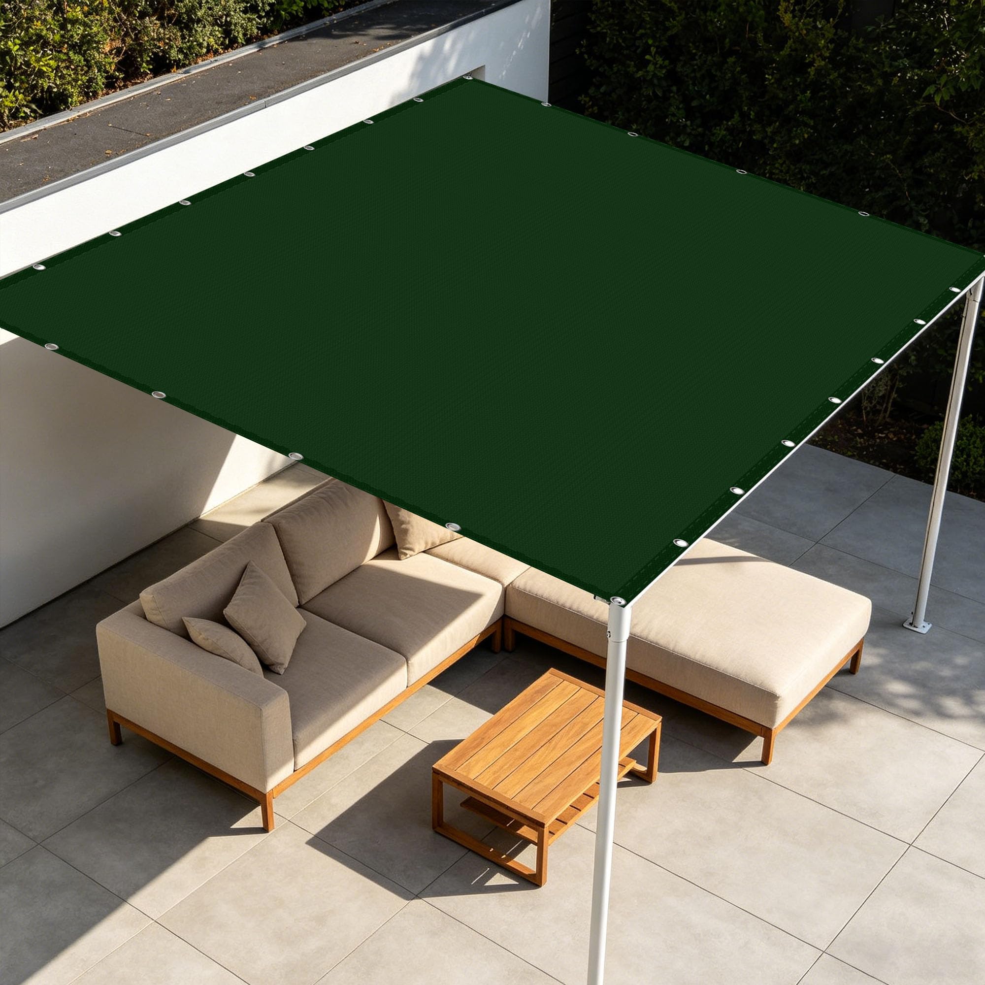 Garden Shade Sail 1.8 x 3 m Waterproof UV Blockage Sun Sail Canopy Breathable for Outdoor Courtyard Garden Patio Carport Lawn Swimming Pool, Dark Green