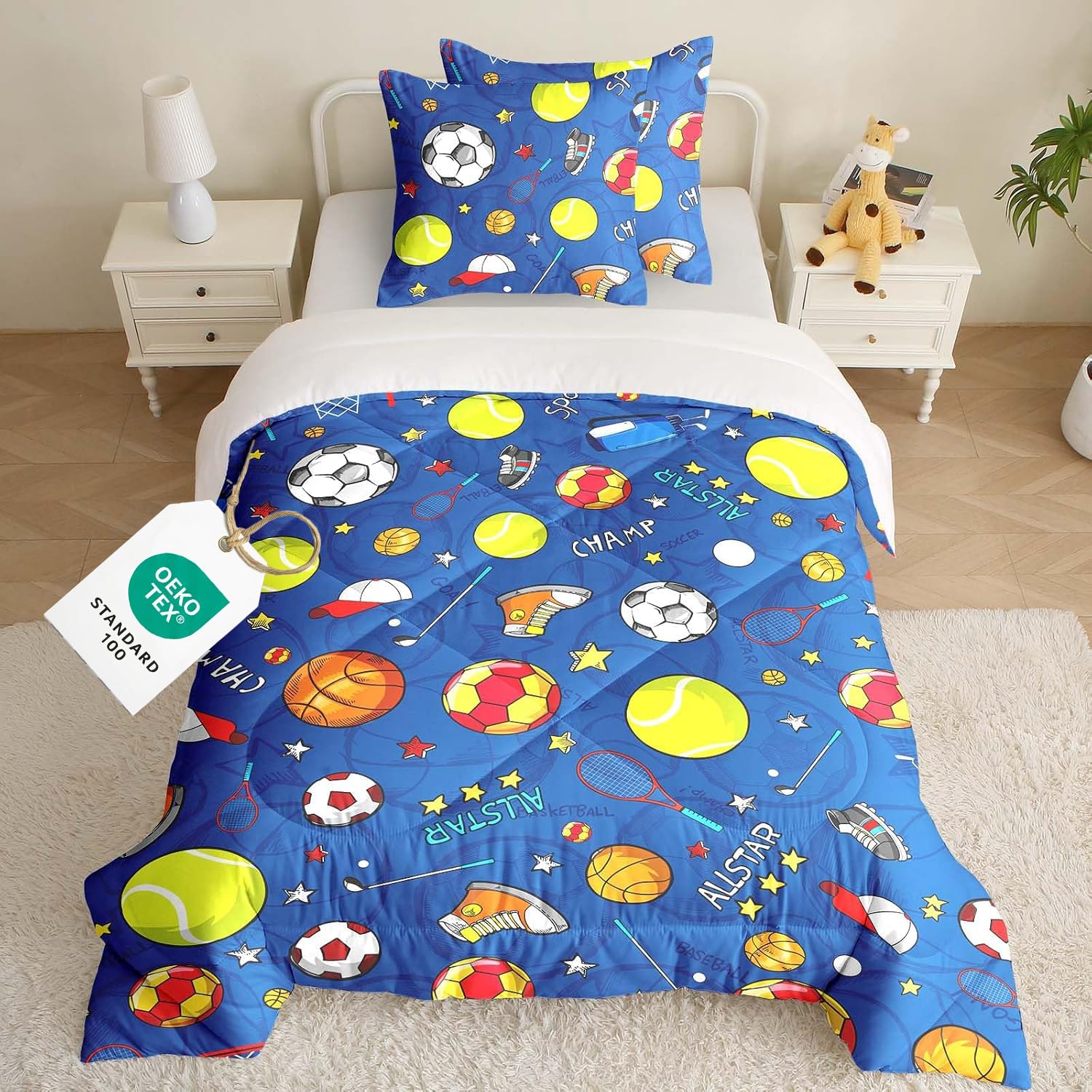 Edredón infantil de 135 x 200 cm, para todo el año, con 2 fundas de almohada de 80 x 80 cm, suave microfibra