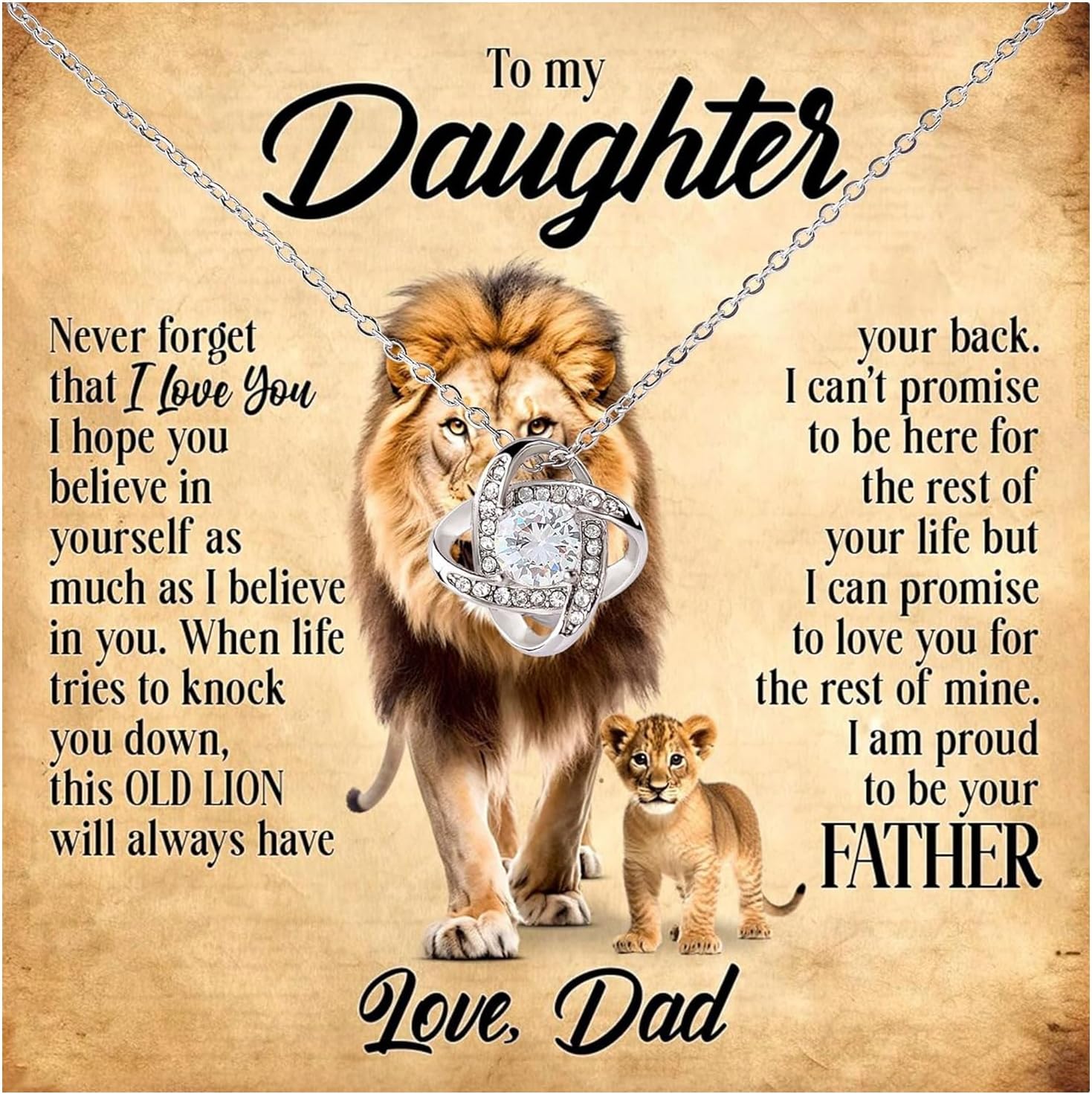 To My Daughter Necklace From Dad With Heartfelt Message & Elegant Box, Valentines Day Gifts For Daughter From Father, Jewelry Gift From Daddy On Birthday, Graduation & More