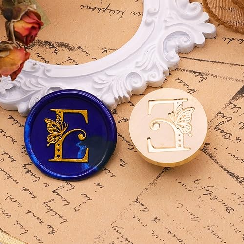 Miniatura 7 de SWANGSA Sello de cera del alfabeto E con inicial, sello de sellado de letras de mariposa elegante vintage para invitación de fiesta de boda,
