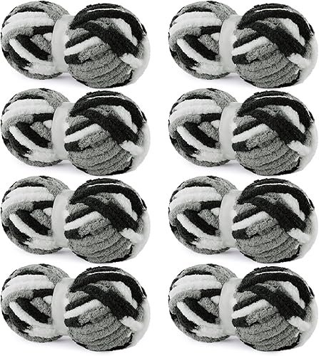 Vista 35 de HOMBYS Hilo de felpilla grueso verde salvia para tejer a mano, esponjoso, suave, jumbo, hilo súper voluminoso para manta gruesa, hilo para tejer