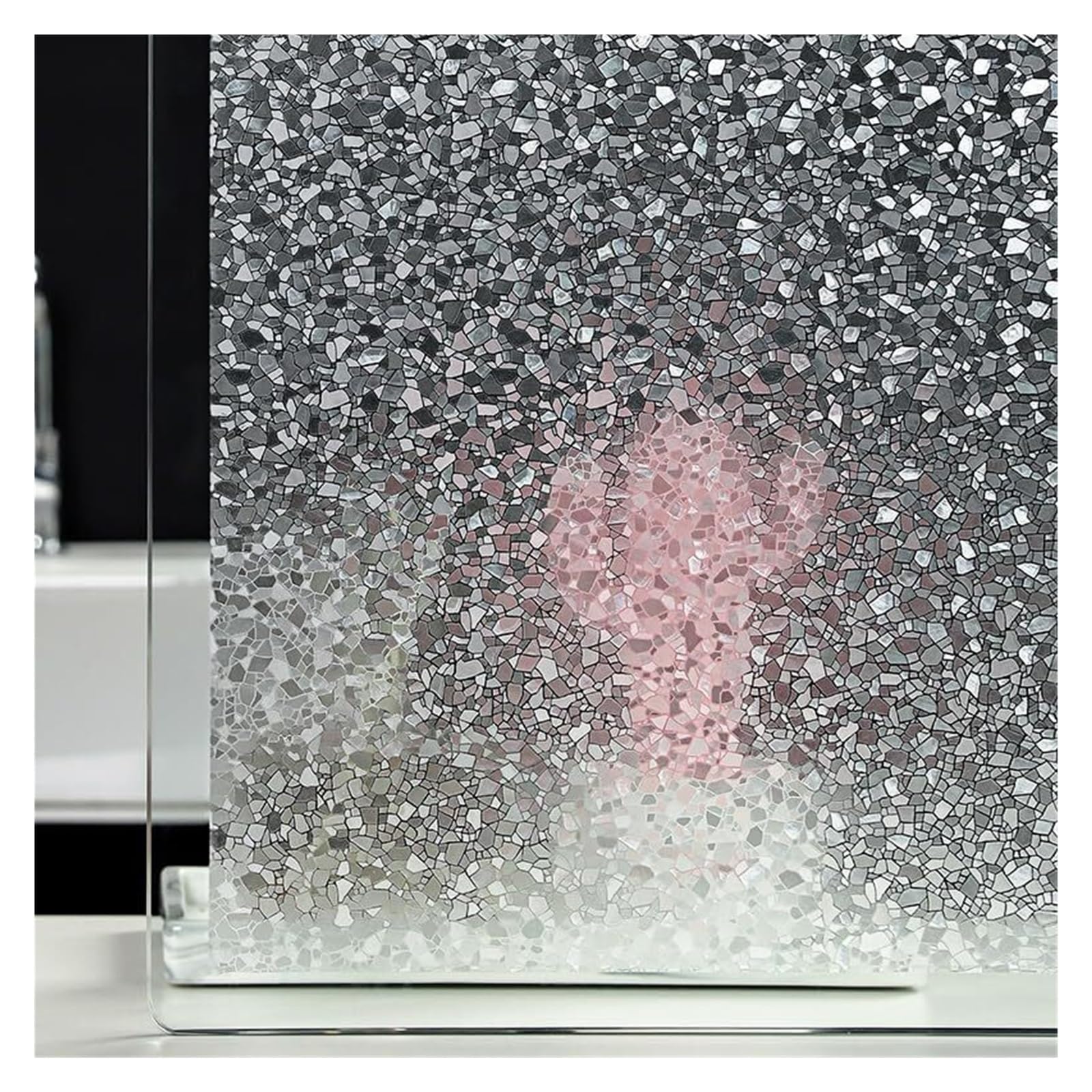 window film， Gray Stone Privacy for Glass Windows Opaque Frosted Window bathroom Film(60x200cm)