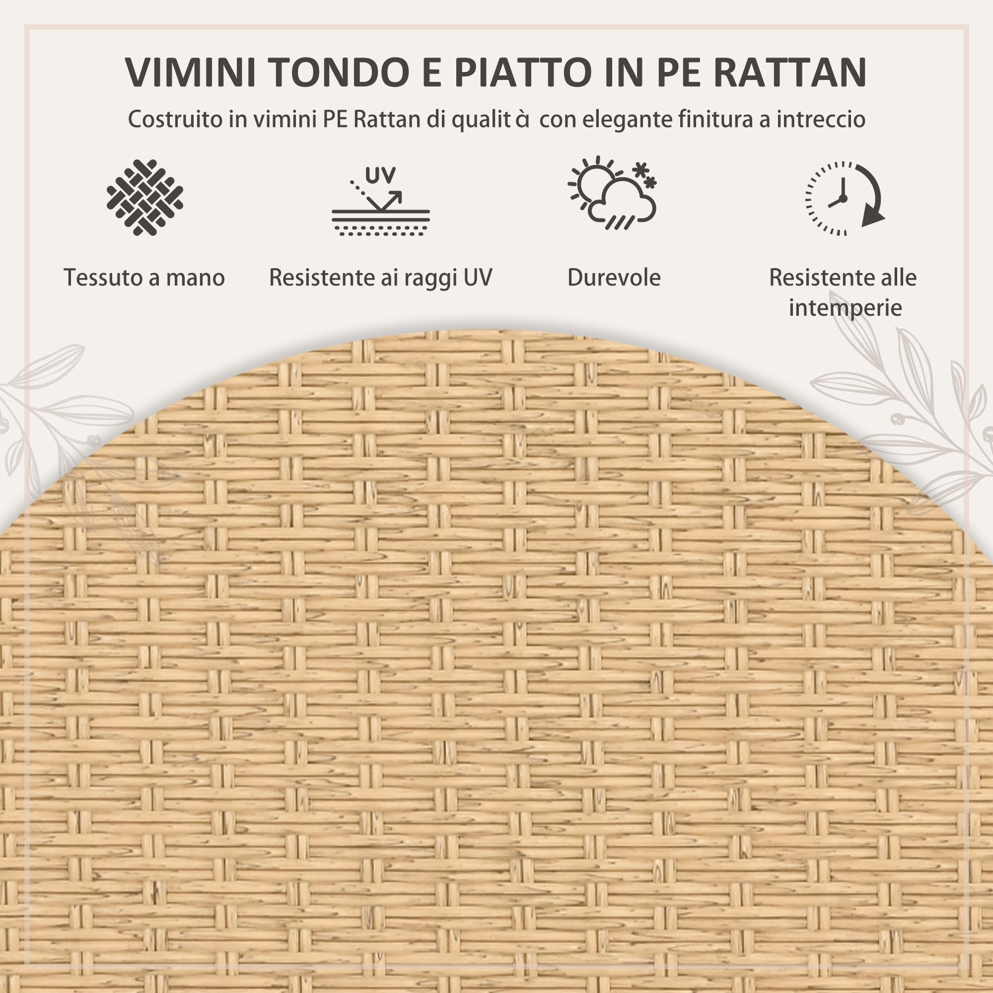 Outsunny Set da Giardino 7 Pezzi in Rattan PE, Set da Esterno con Tavolo da Pranzo e 6 Sedie con Cuscini, Beige, Nero e color Legno